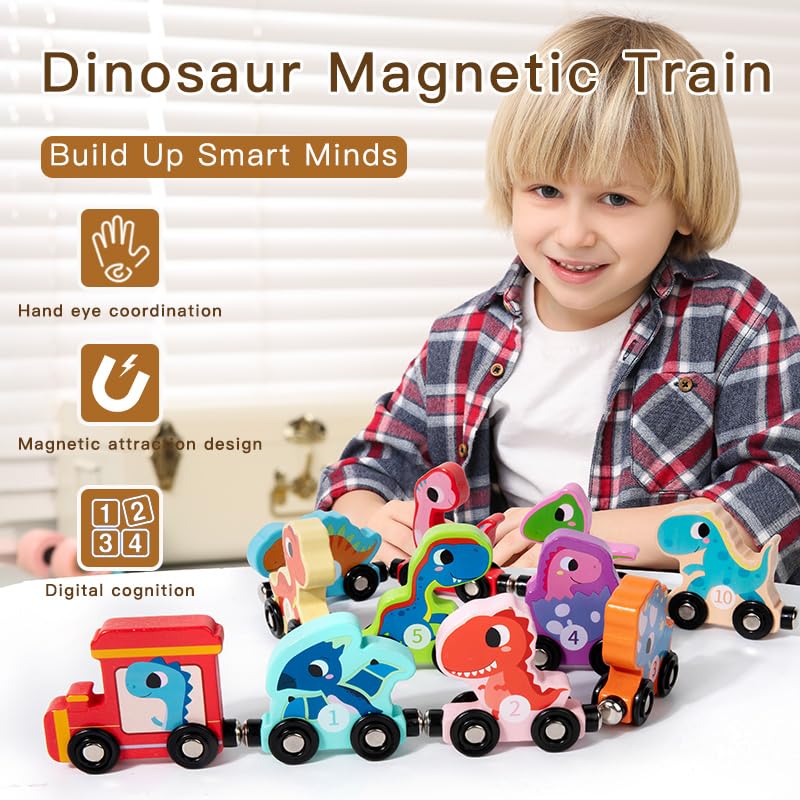 Magnetic Wooden Train Set for Toddlers