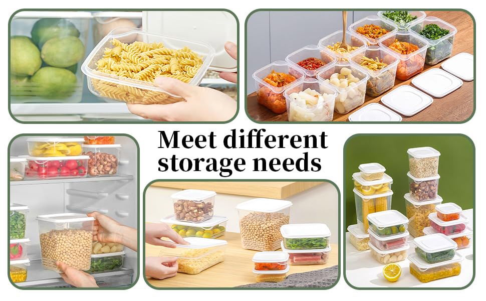 HMINYIYI 36-Piece Food Storage Containers with lids(18 Containers & 18 Lids), Plastic Food Containers for Pantry & Kitchen Storage and Organization, BPA-Free, Leak Proof, White