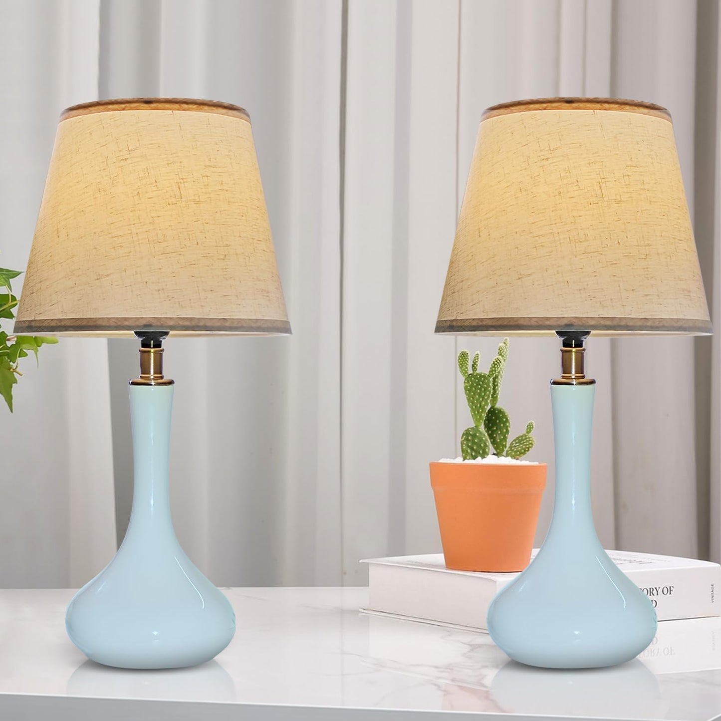 2 Pack Modern Ceramic Table Lamps with Bulbs