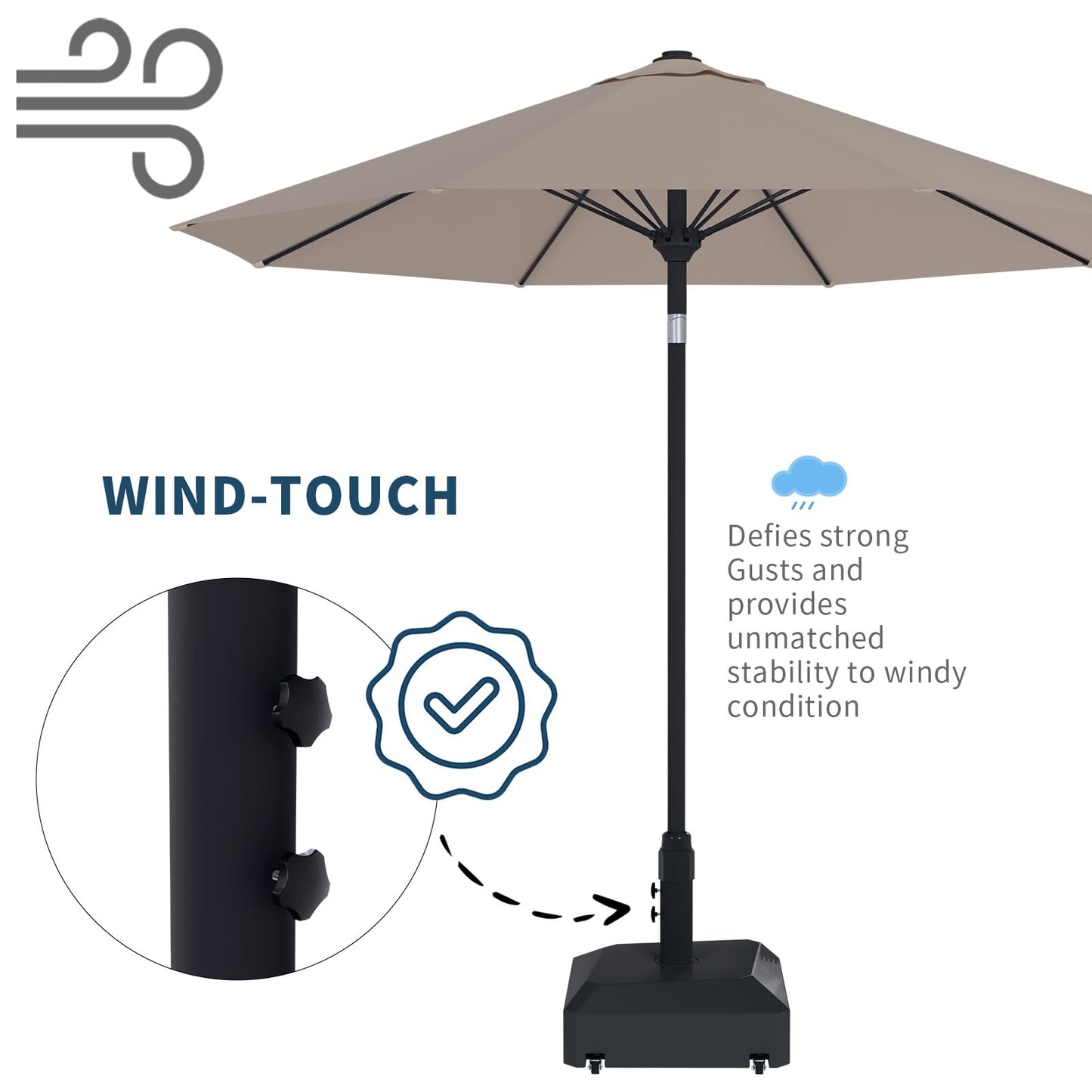 Heavy Duty Patio Umbrella Base with Wheels