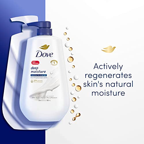 Dove Deep Moisture Body Wash 30.6 Fl Oz Pack of 3 with Pump, Luxurious Hydration for Dry Skin, Cleanser with 24hr Renewing MicroMoisture