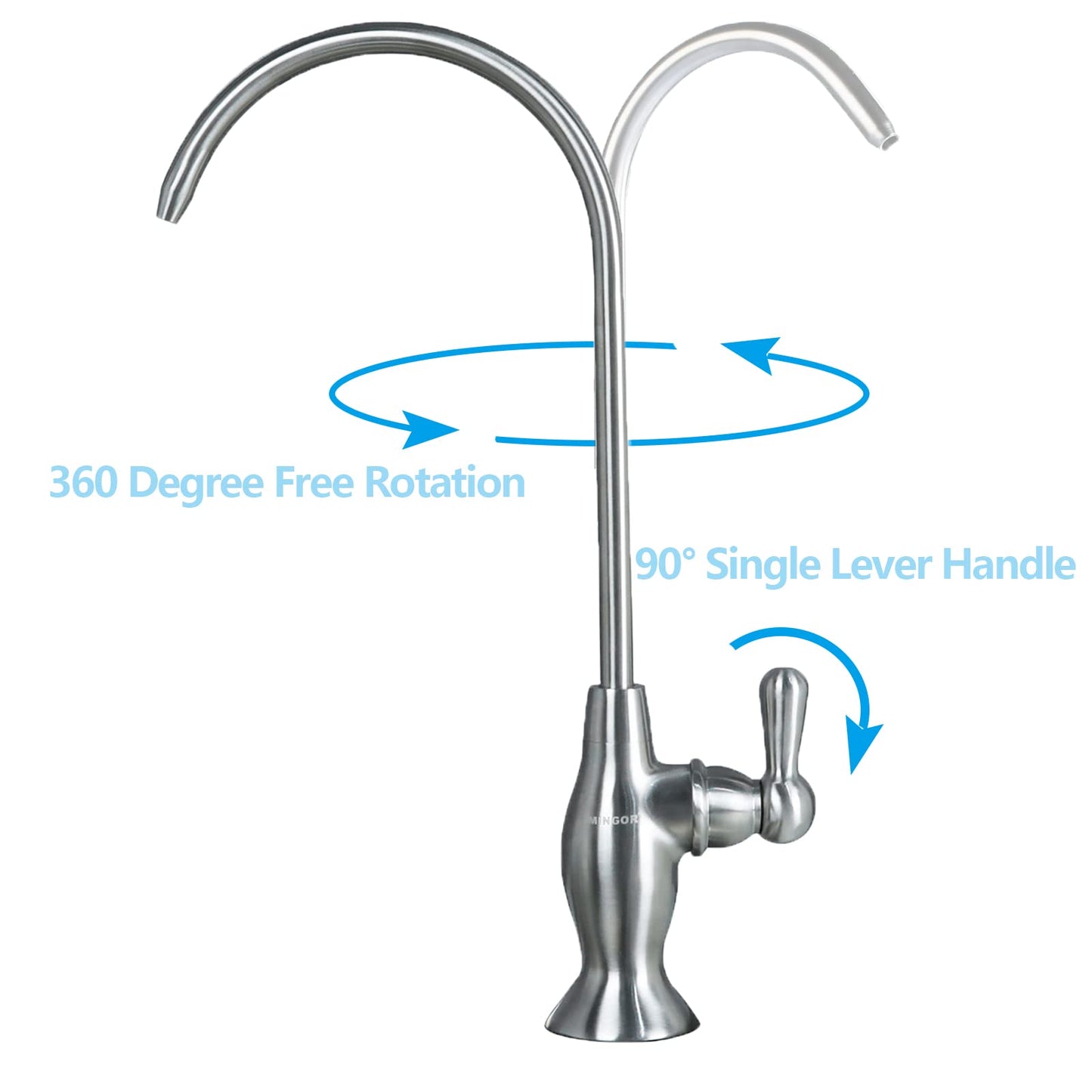 Drinking Water Filter Faucet, Kitchen Stainless Steel Water Purifier Faucet for Reverse Osmosis Water Filtration System, Non-Air Gap, Lead-Free, Brushed Nickel