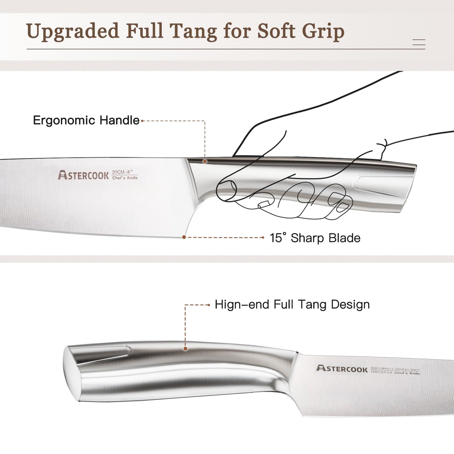 15-Piece Astercook Stainless Steel Knife Set