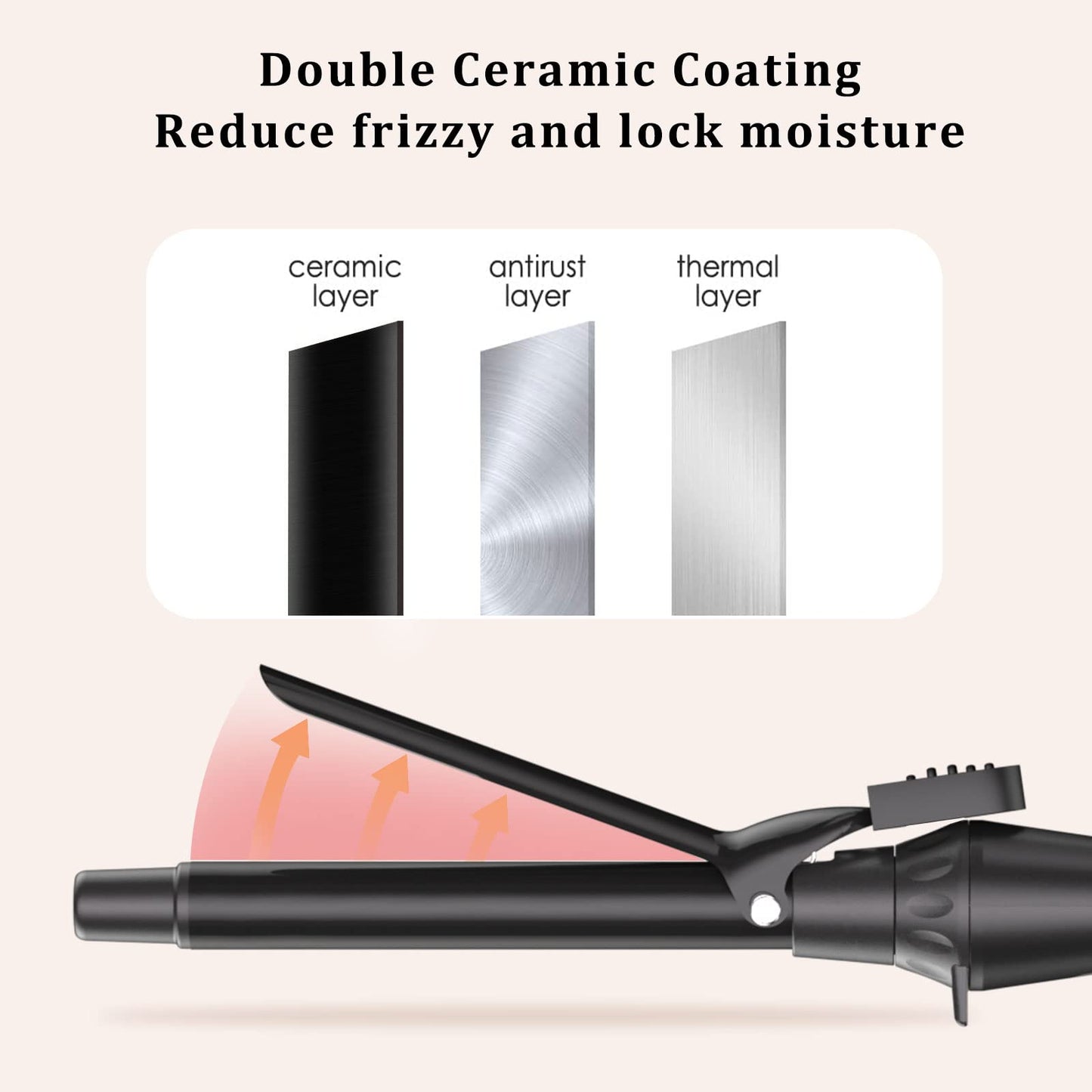 MAX-T Ceramic Curling Wand with 5 Heat Settings
