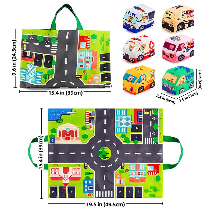 6-Pack Jingle Bell Fabric Car Toys with Bag