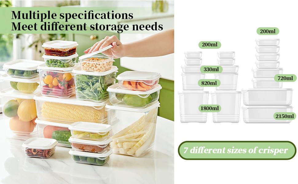 HMINYIYI 36-Piece Food Storage Containers with lids(18 Containers & 18 Lids), Plastic Food Containers for Pantry & Kitchen Storage and Organization, BPA-Free, Leak Proof, White