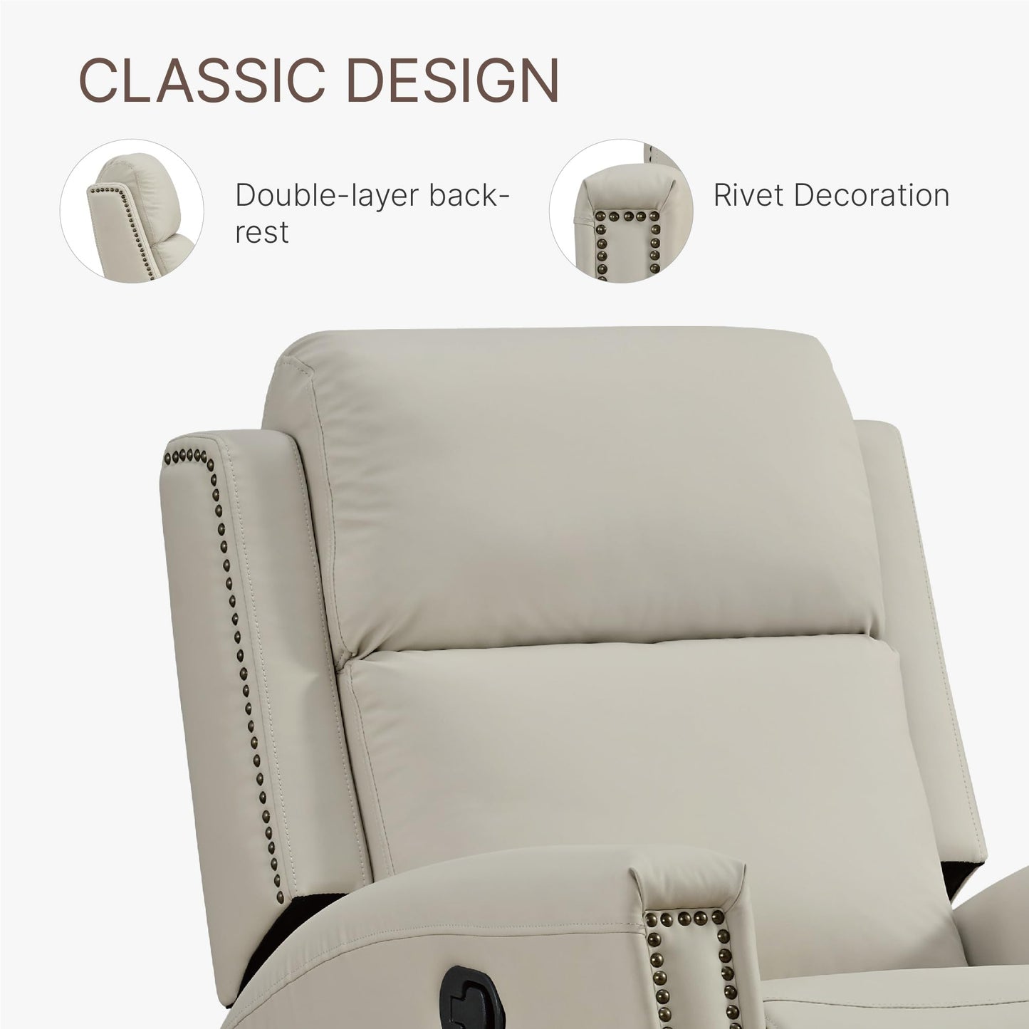 KISLOT Leather Recliner Chair with Swivel Rocker