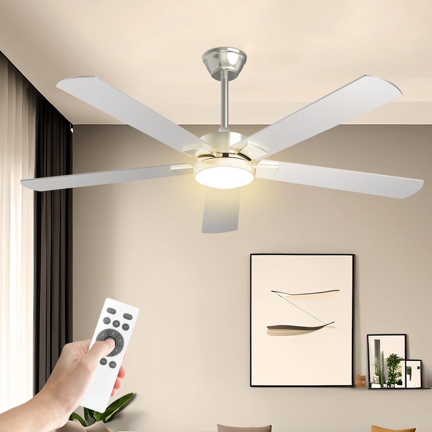 52 Inch Ceiling Fan with Light and Remote