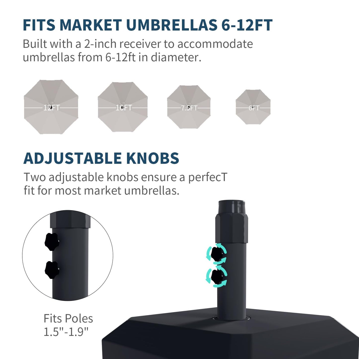 Heavy Duty Patio Umbrella Base with Wheels