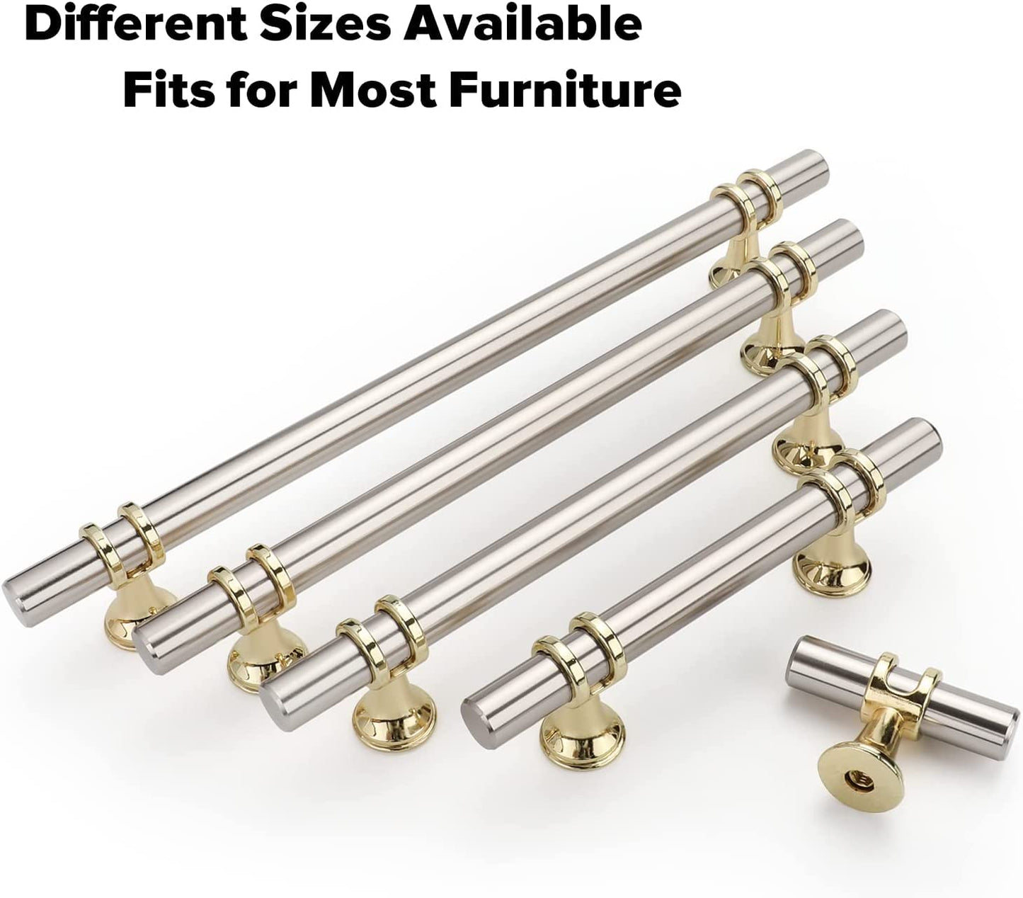 Brushed Nickel and Gold Cabinet Pulls 15 Pack