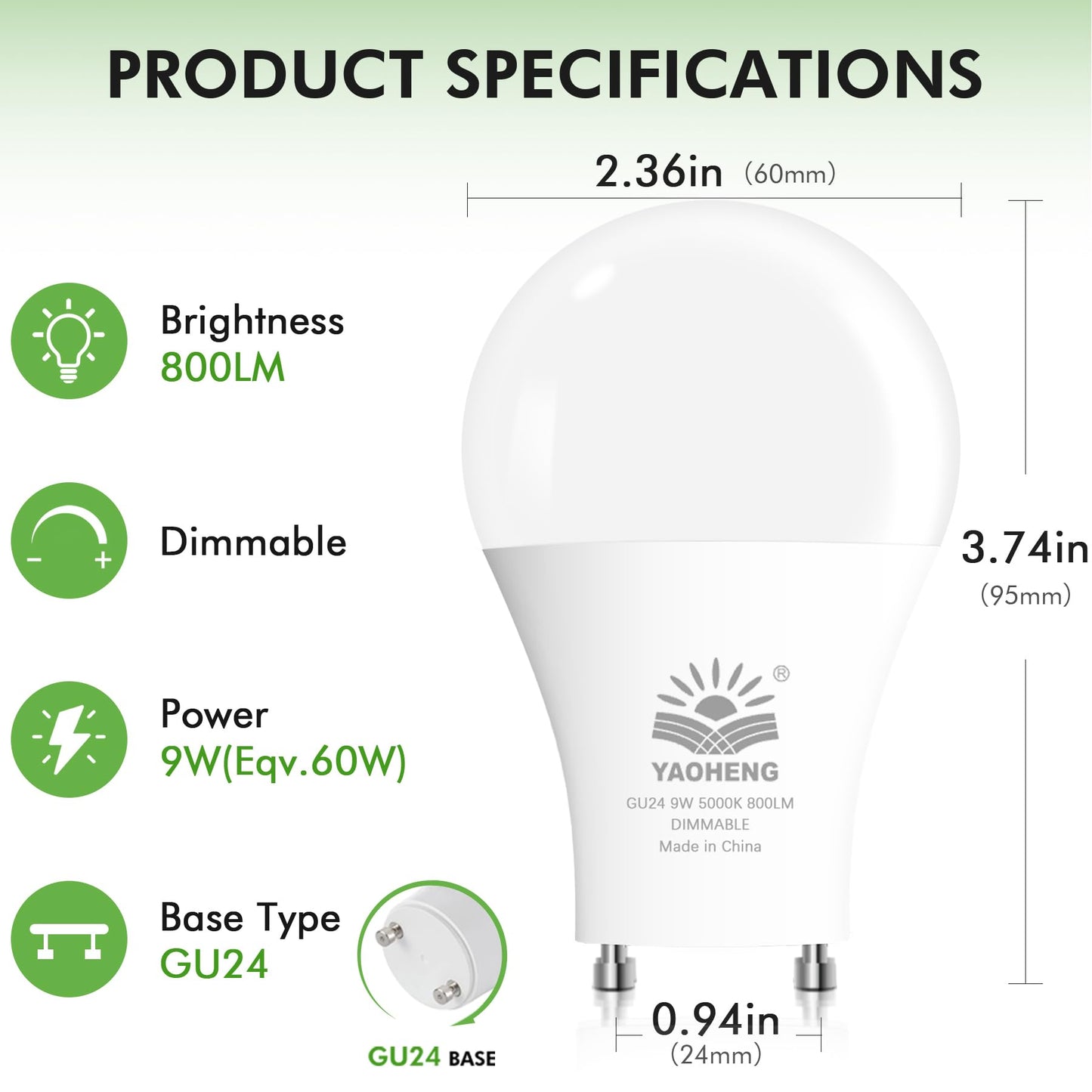8-Pack GU24 Dimmable LED Light Bulbs