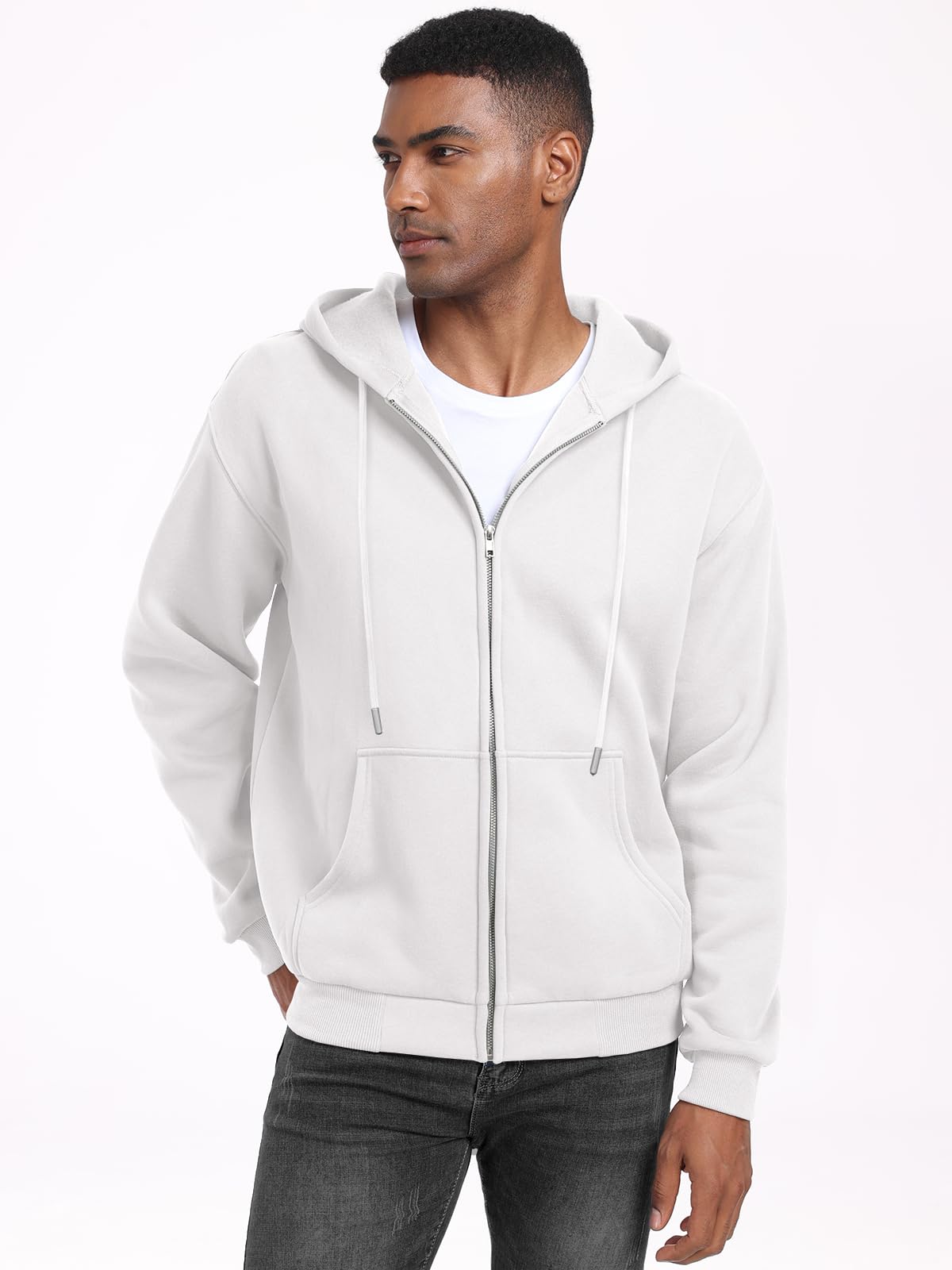 Caracilia Men's Zip Up Fleece Hoodie Jacket