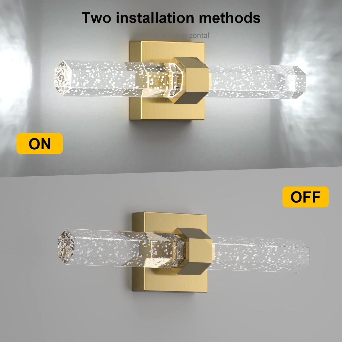 Aipsun Gold Bathroom Vanity Light Fixtures Modern Bathroom Light Fixtures LED Vanity Light for Bathroom Wall Light Fixtures 6000K