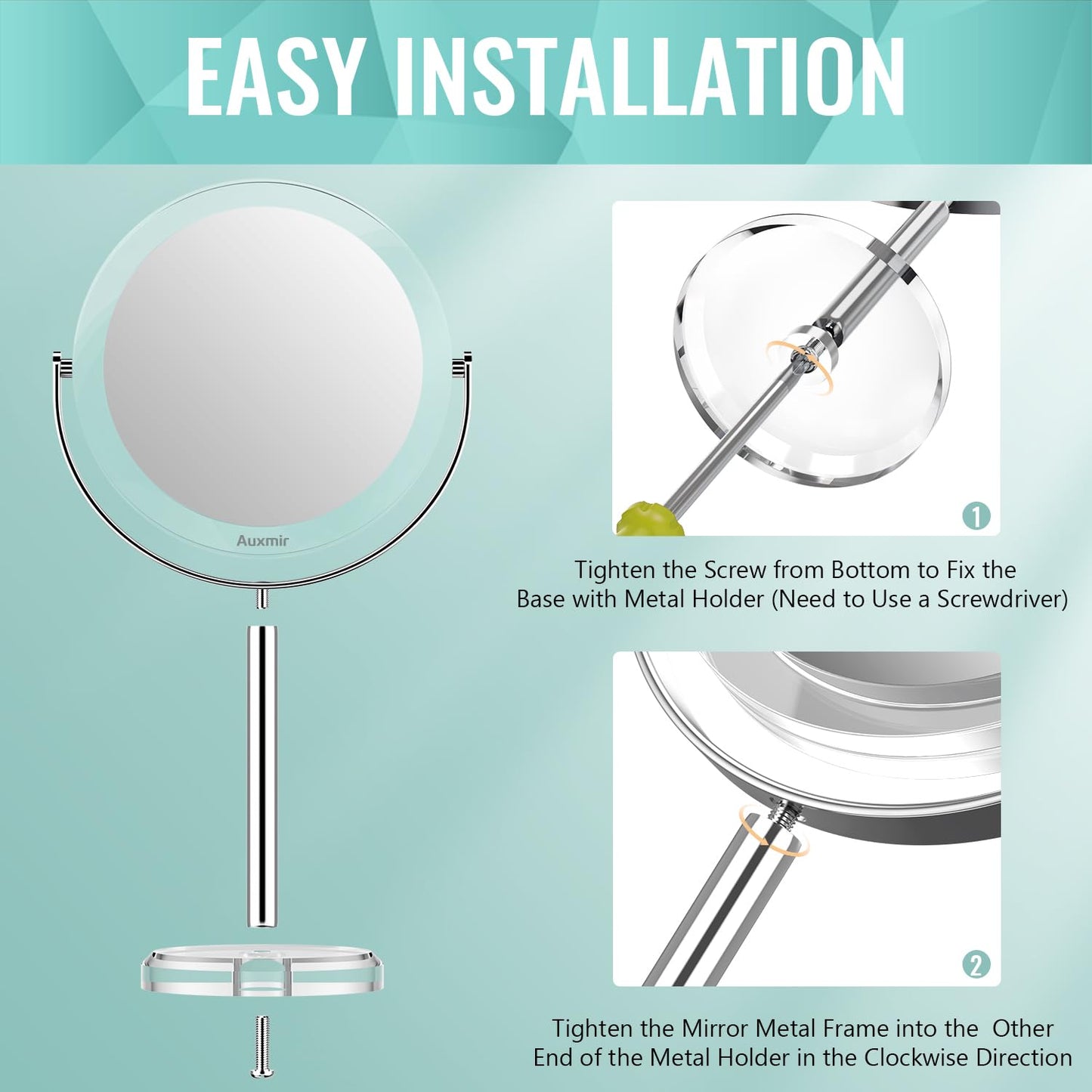 1X/30X Double Sided Makeup Mirror with Tweezer