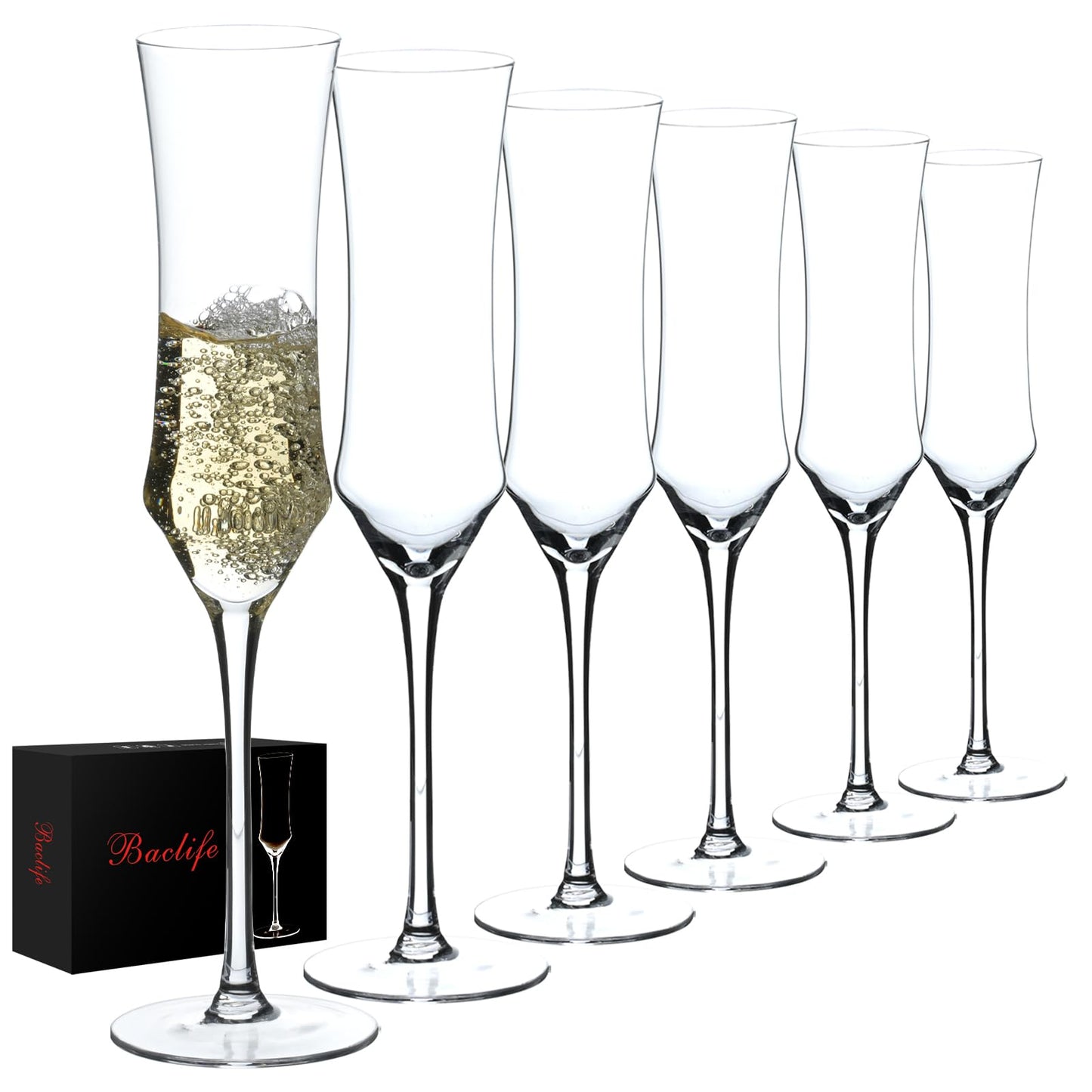Champagne Flutes Set of 6 by BACLIFE