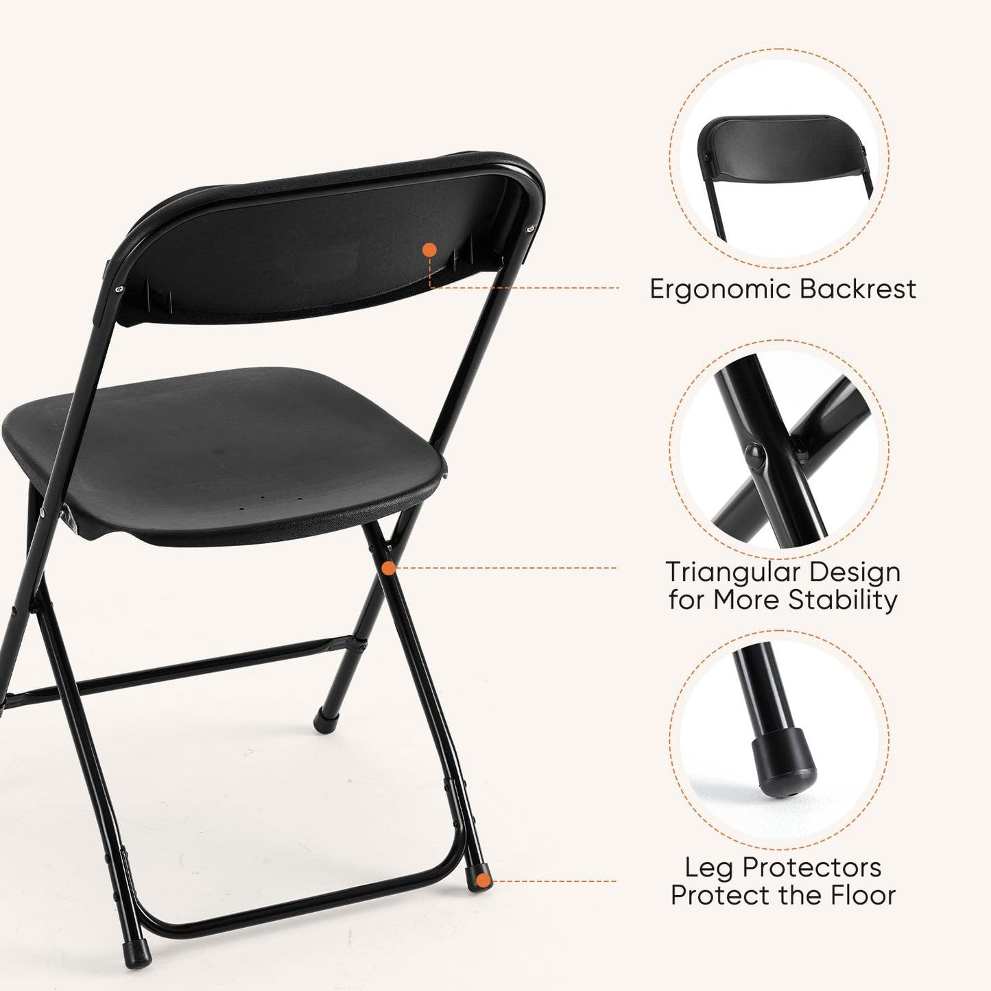 Sweetcrispy 4-Pack Folding Chairs, 330 lb Capacity