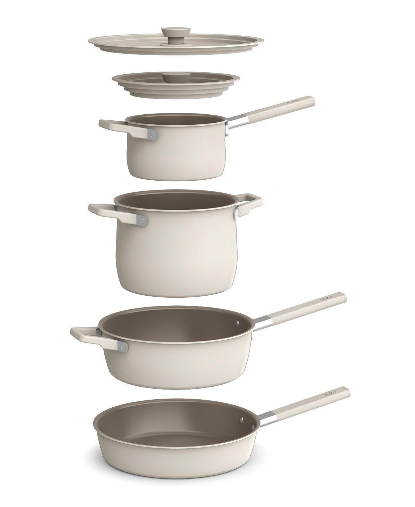 BELLA 9-Piece Nonstick Cookware Set, Stackable Design