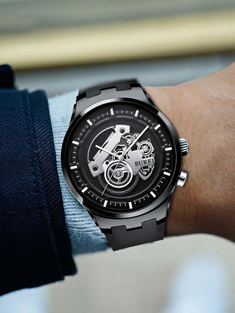 BUREI Waterproof Silicone Quartz Casual Watch