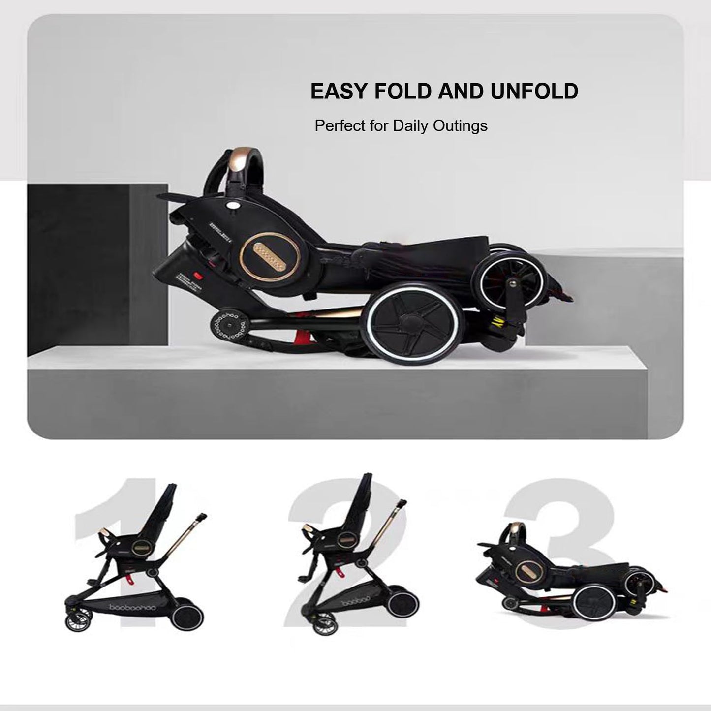 Lightweight 360° Rotable Baby Stroller with Canopy