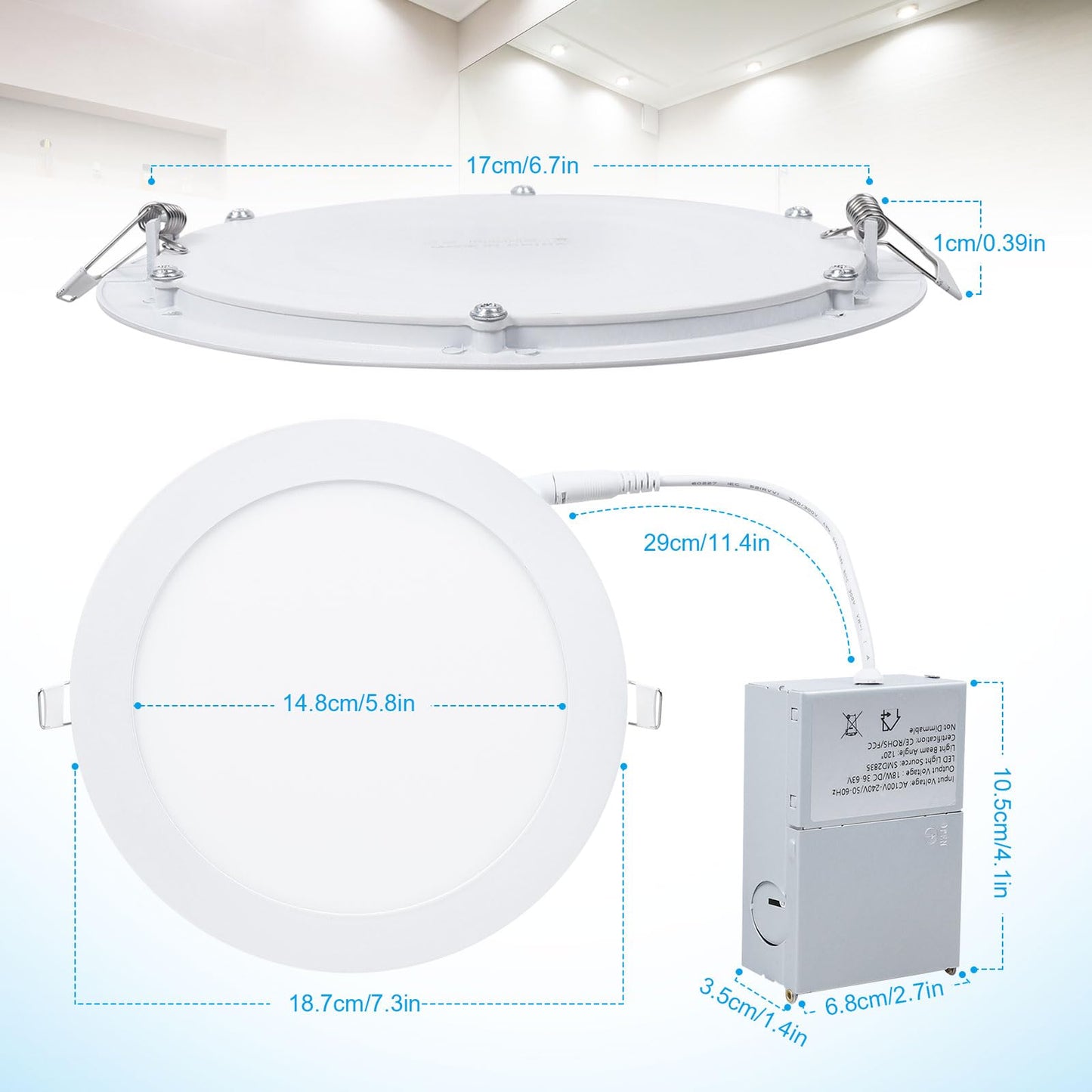 Esbaybulbs 7 Inch LED Recessed Ceiling Light 6 Pack