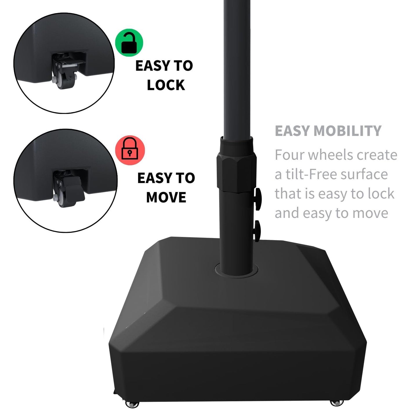 Heavy Duty Patio Umbrella Base with Wheels