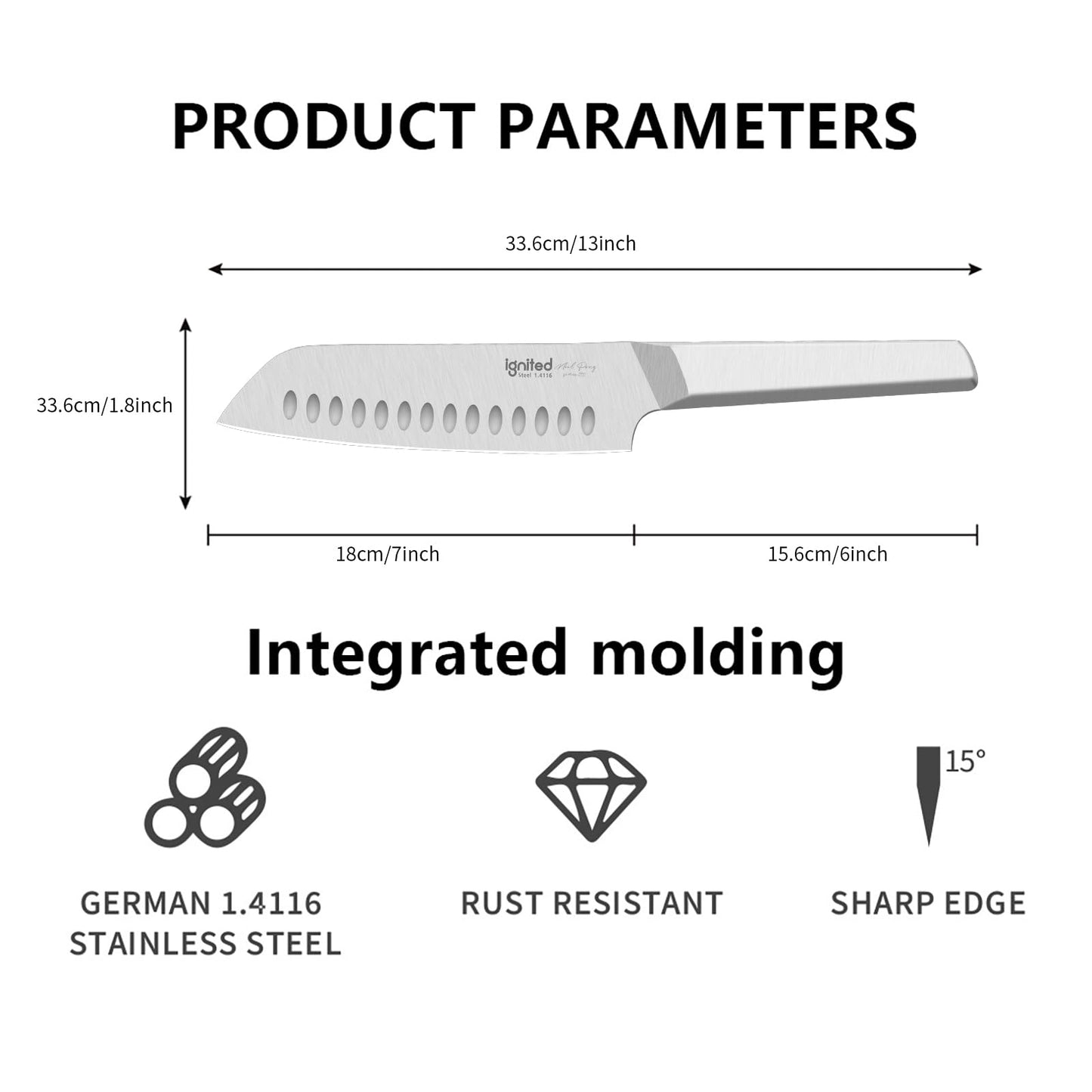 7 Inch Santoku Knife by IGNITED CUTLERY