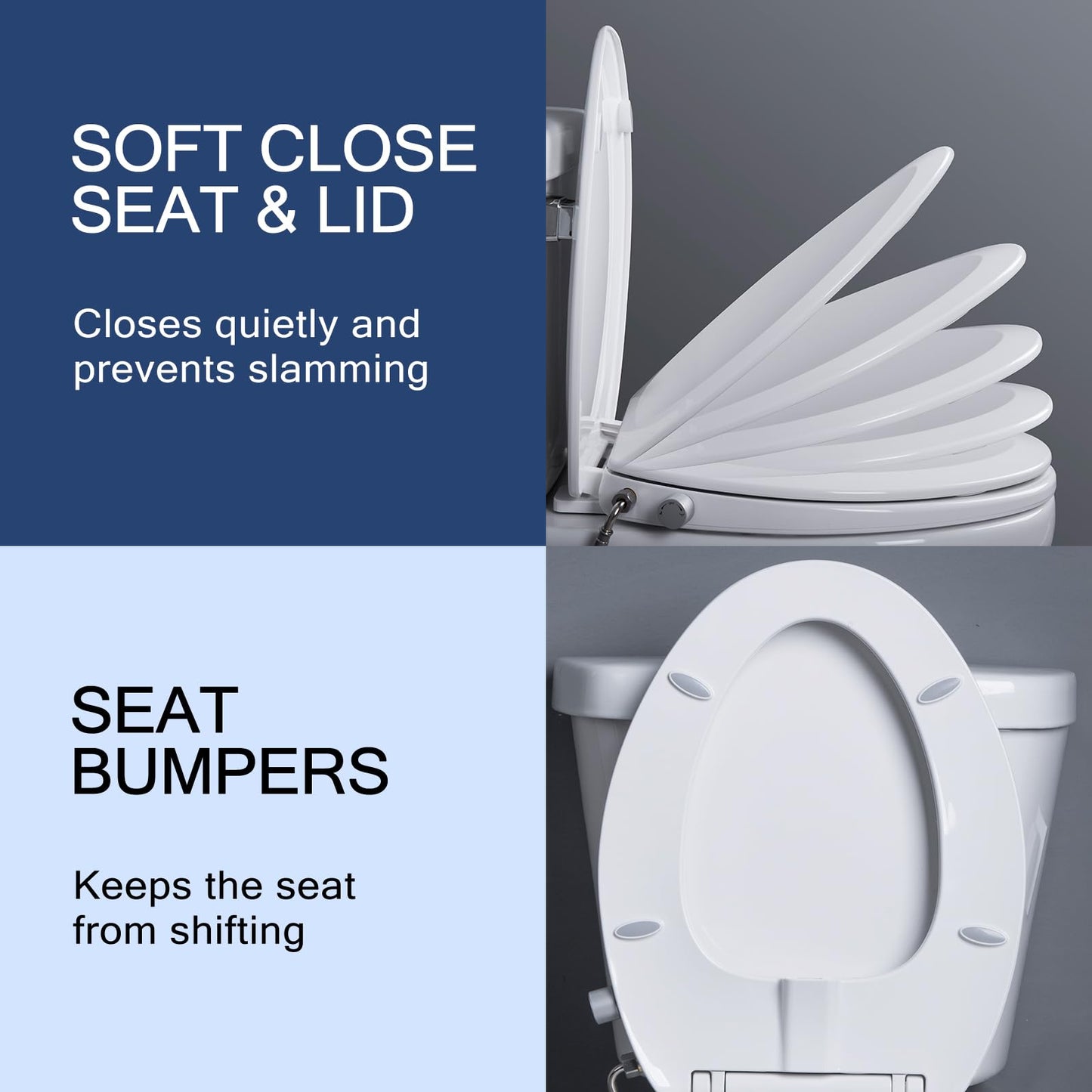 Heated Elongated Bidet Toilet Seat with Night Light