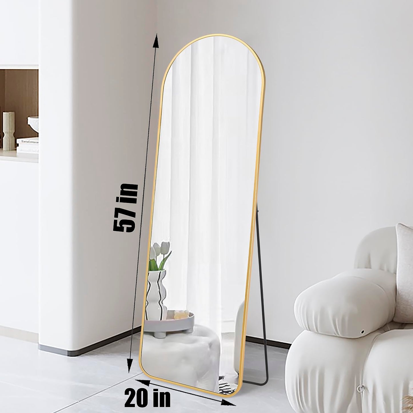 57" Gold Arch Full Length Mirror for Home