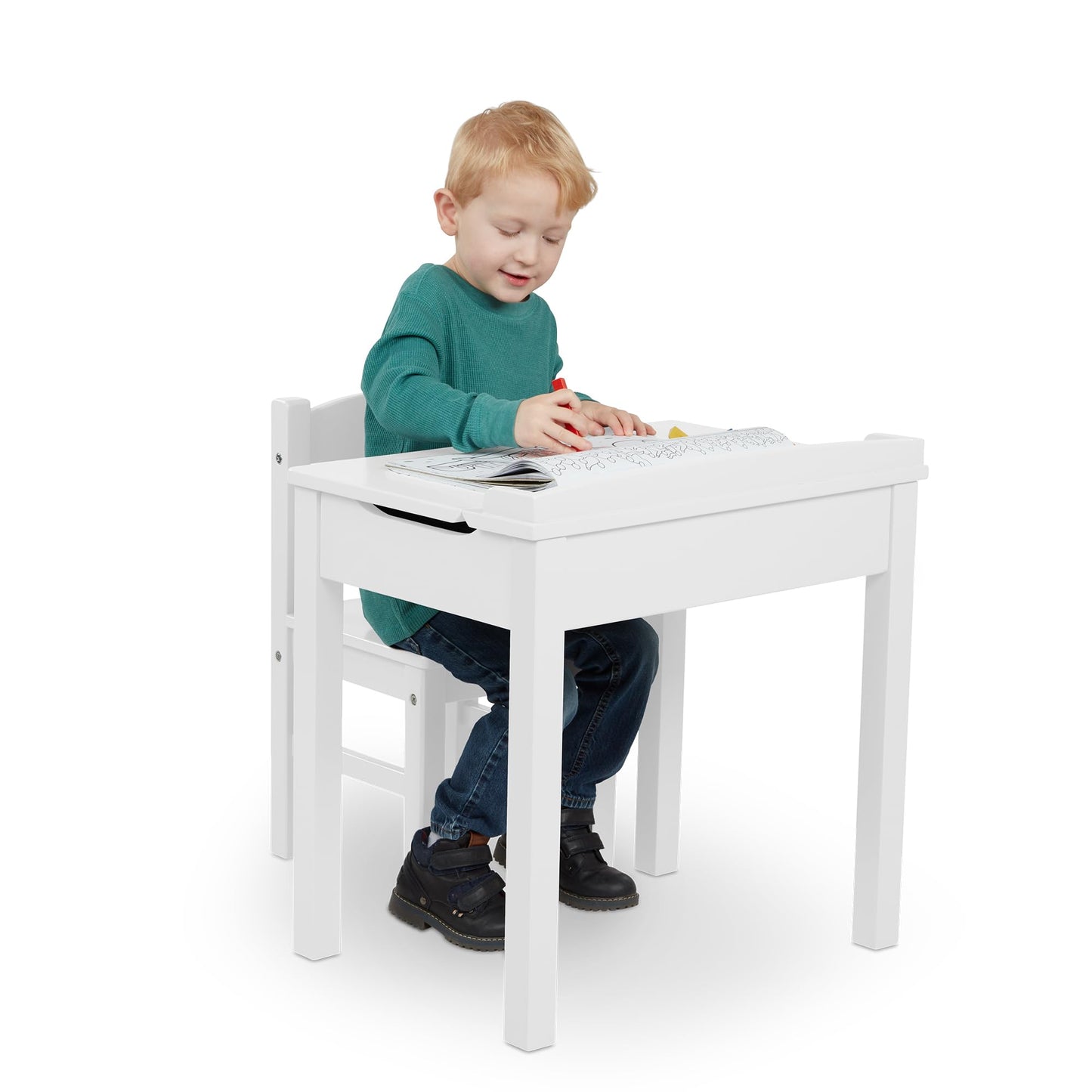 Melissa & Doug White Lift-Top Desk & Chair Set
