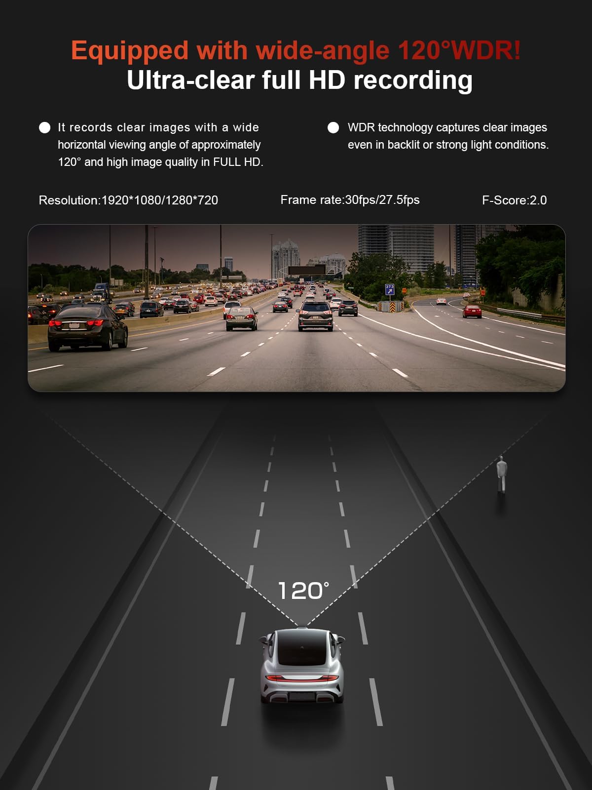 1080P WiFi Dash Cam with Night Vision