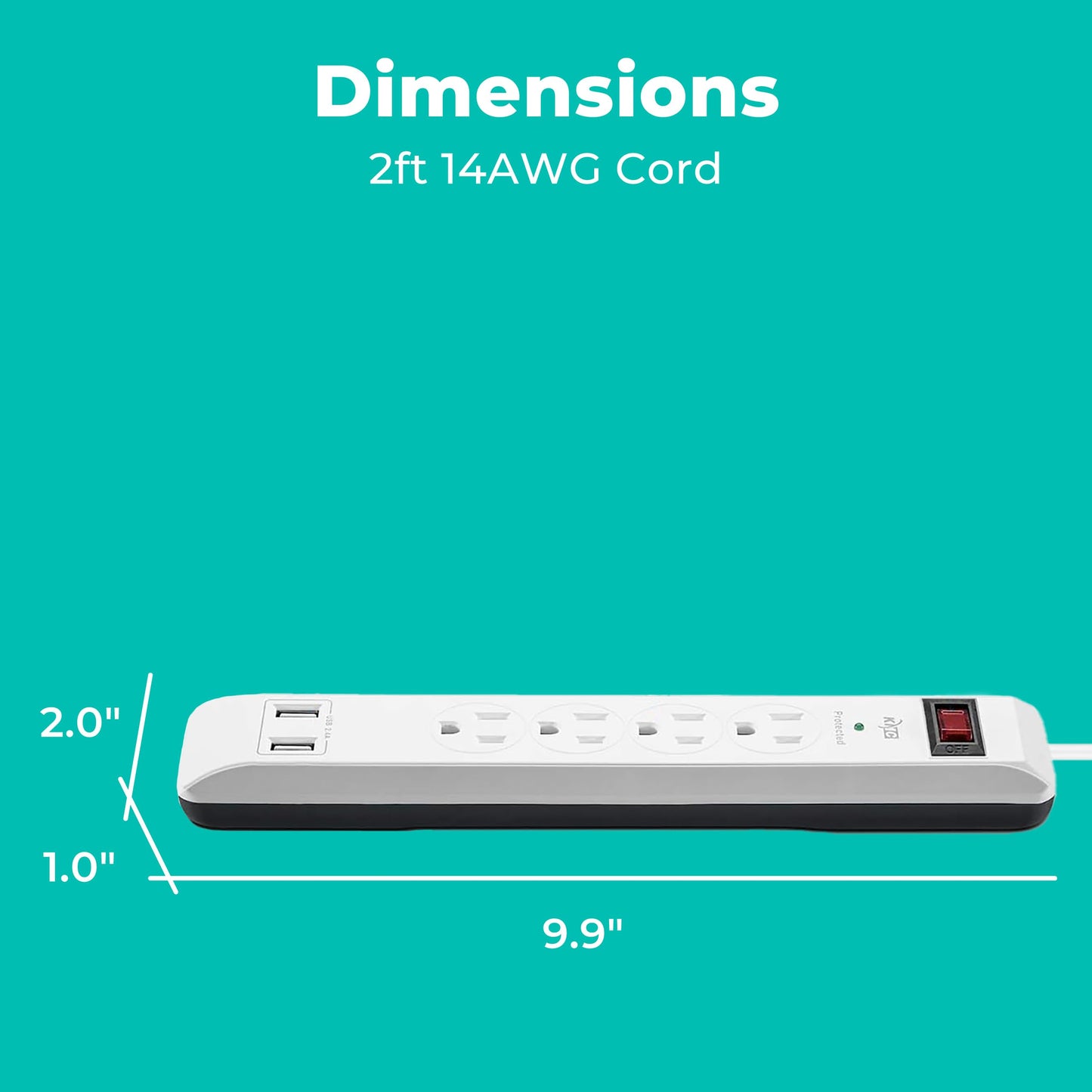 KMC Surge Protector Power Strip with USB Ports