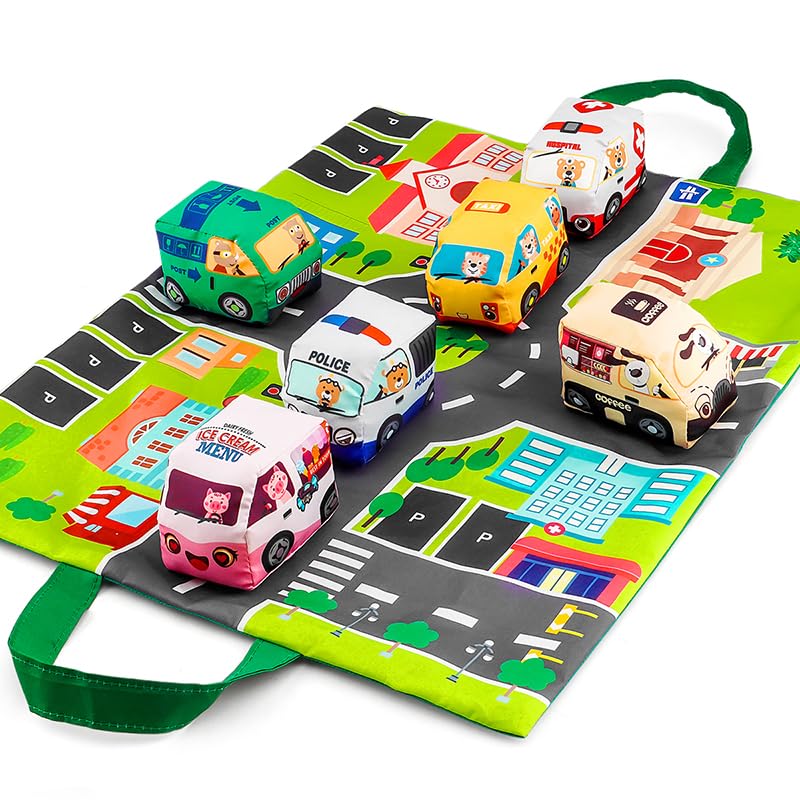 6-Pack Jingle Bell Fabric Car Toys with Bag