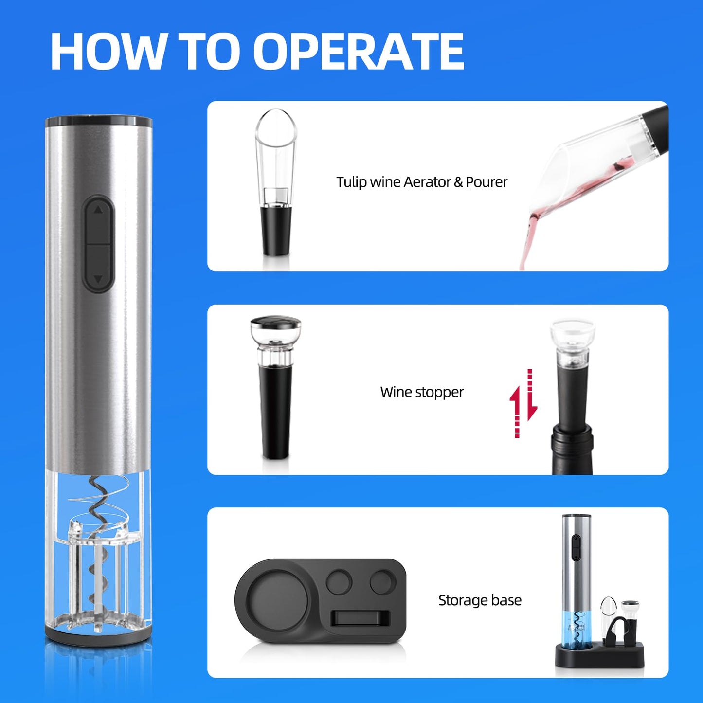 5-in-1 Electric Wine Opener Set with Accessories