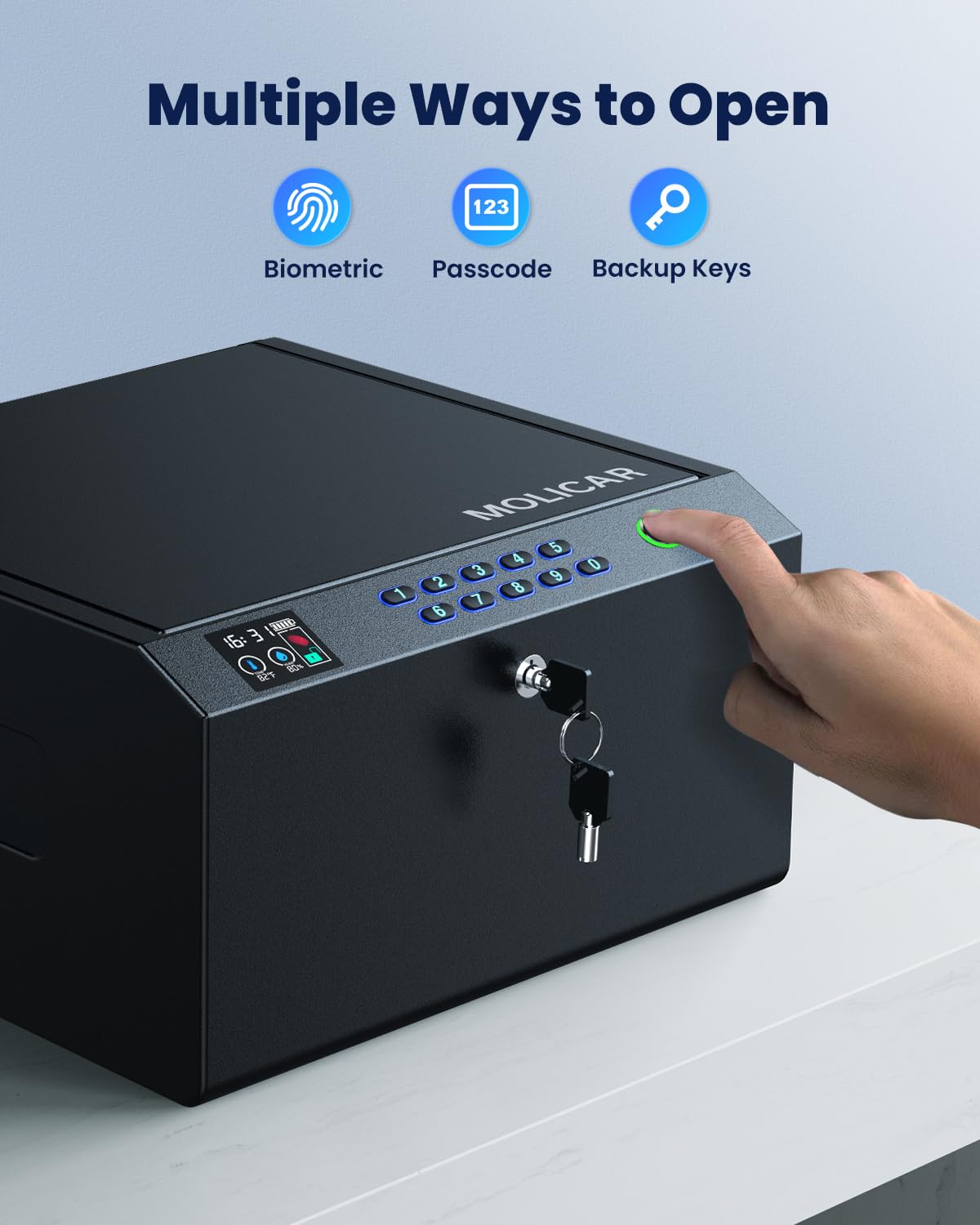 MOLICAR Biometric Gun Safe for 4 Pistols