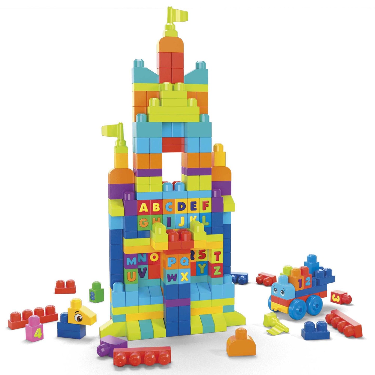 MEGA BLOKS First Builders Toddler Blocks Toys Set, Even Bigger Building Bag with 300 Pieces and Storage, Blue, Ages 1+ Years