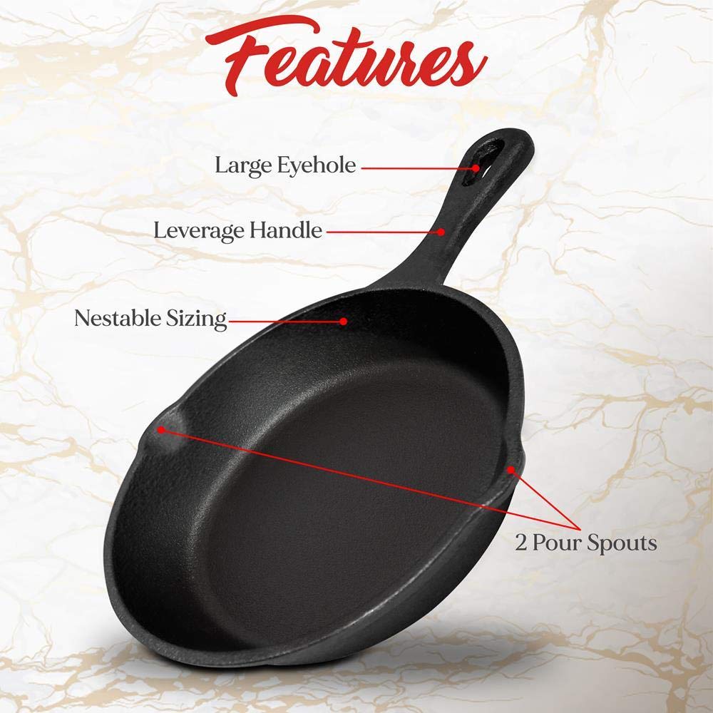 3-Piece NutriChef Cast Iron Skillet Set