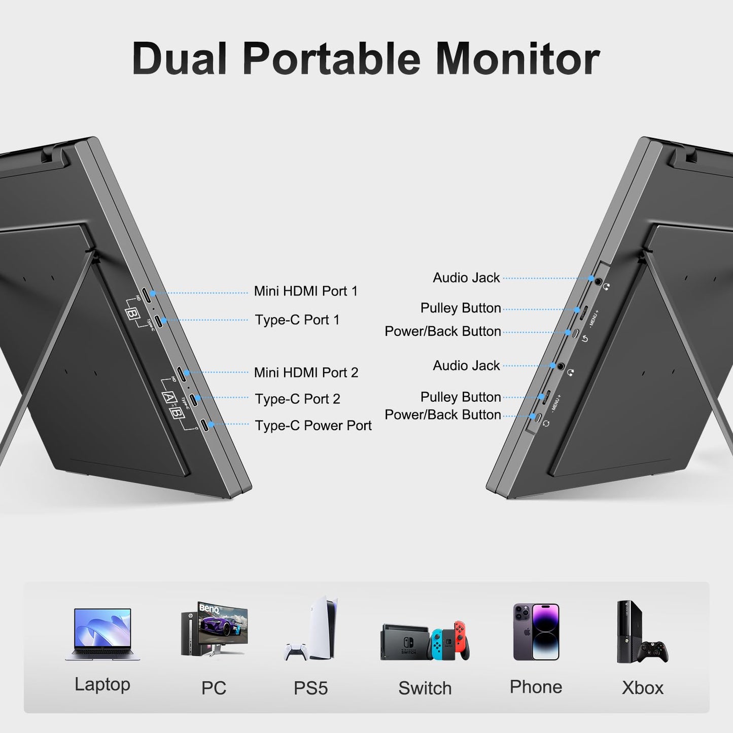 18.5" Portable Triple Laptop Monitor Extender