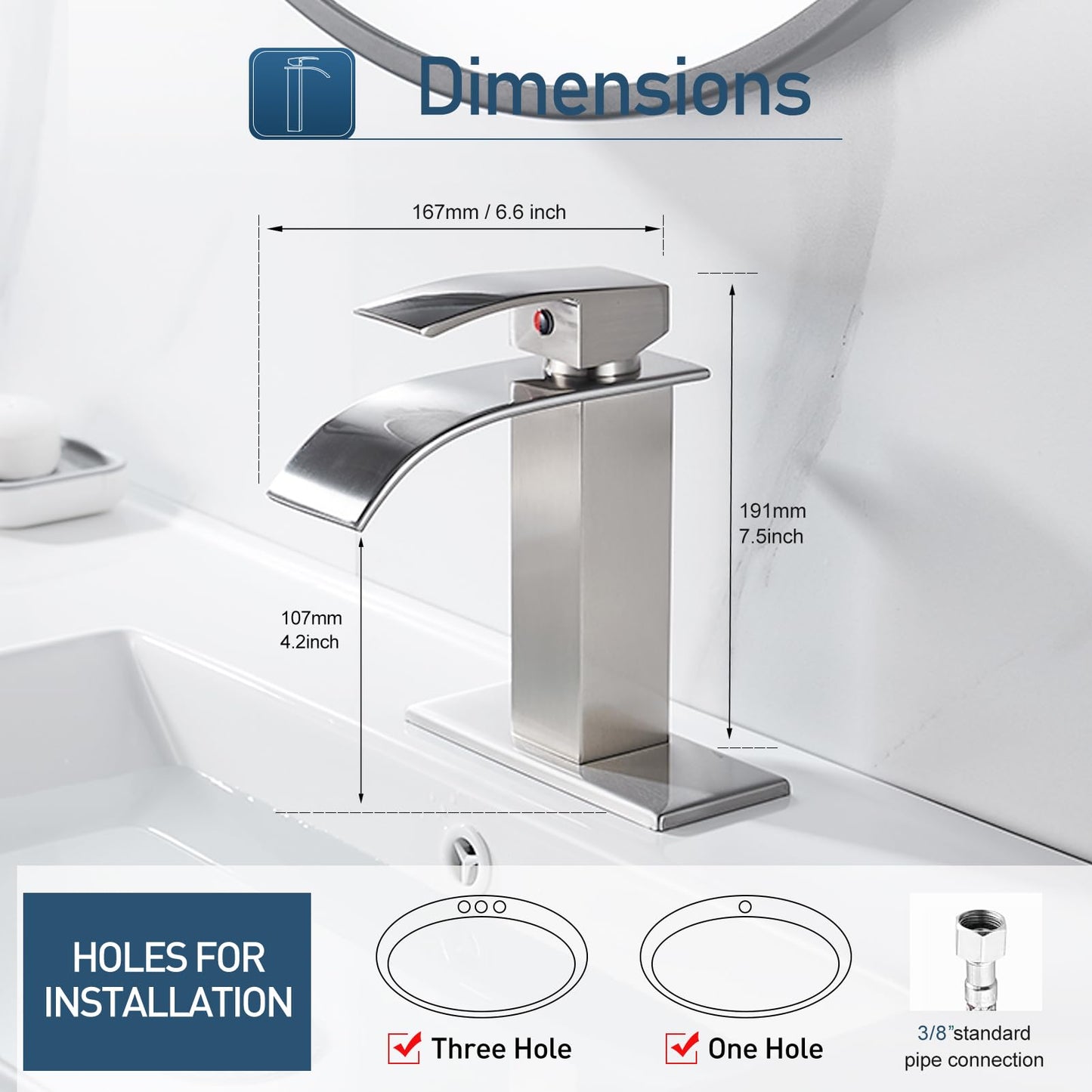 Brushed Nickel Single Handle Bathroom Faucet