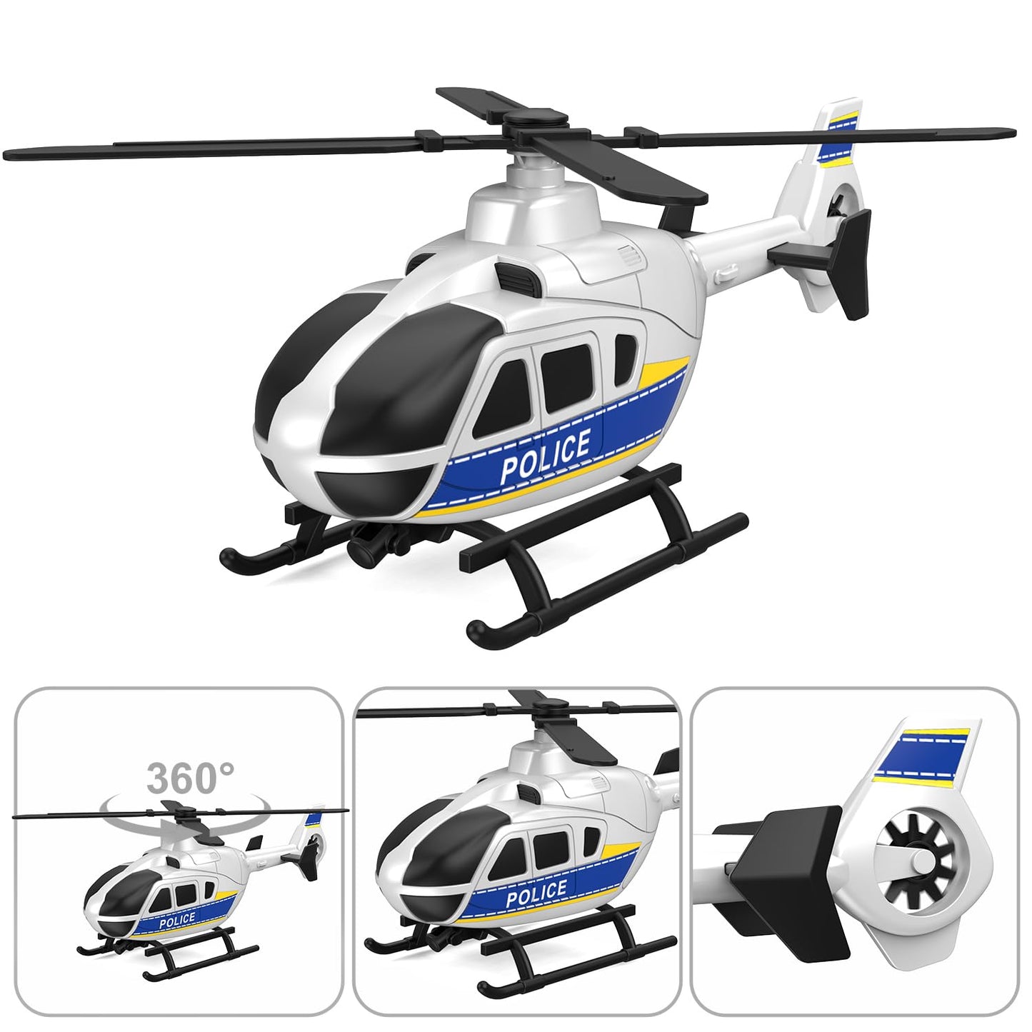 DOWELLIN Police Truck Toy with Helicopter for Kids