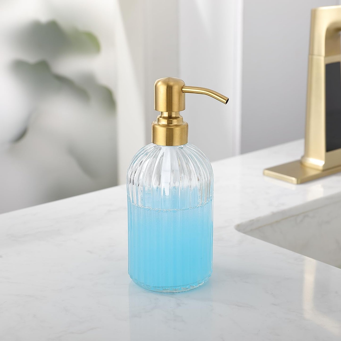 Gold Glass Soap Dispenser with Antique Design