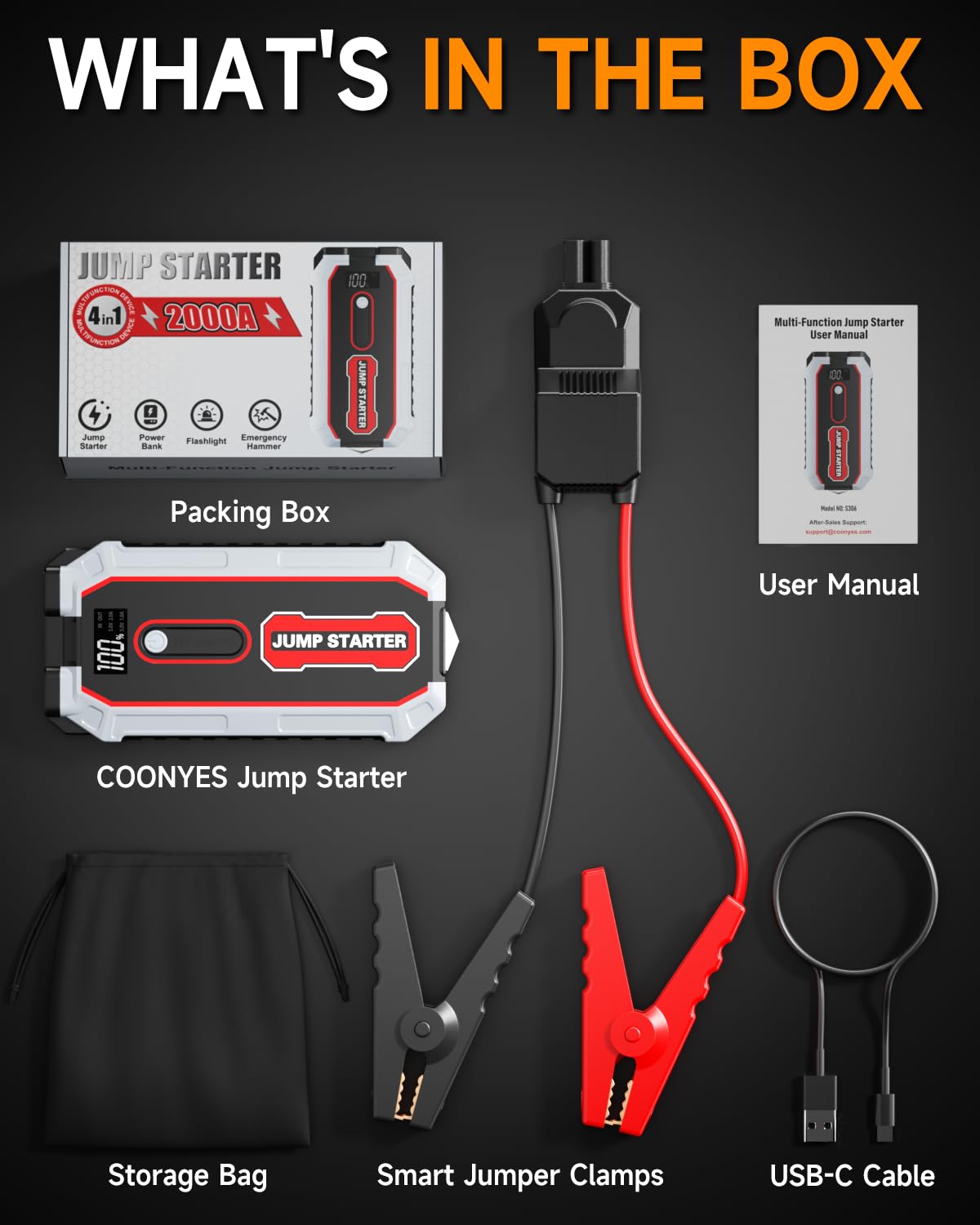 2000A COONYES Jump Starter for Gas & Diesel