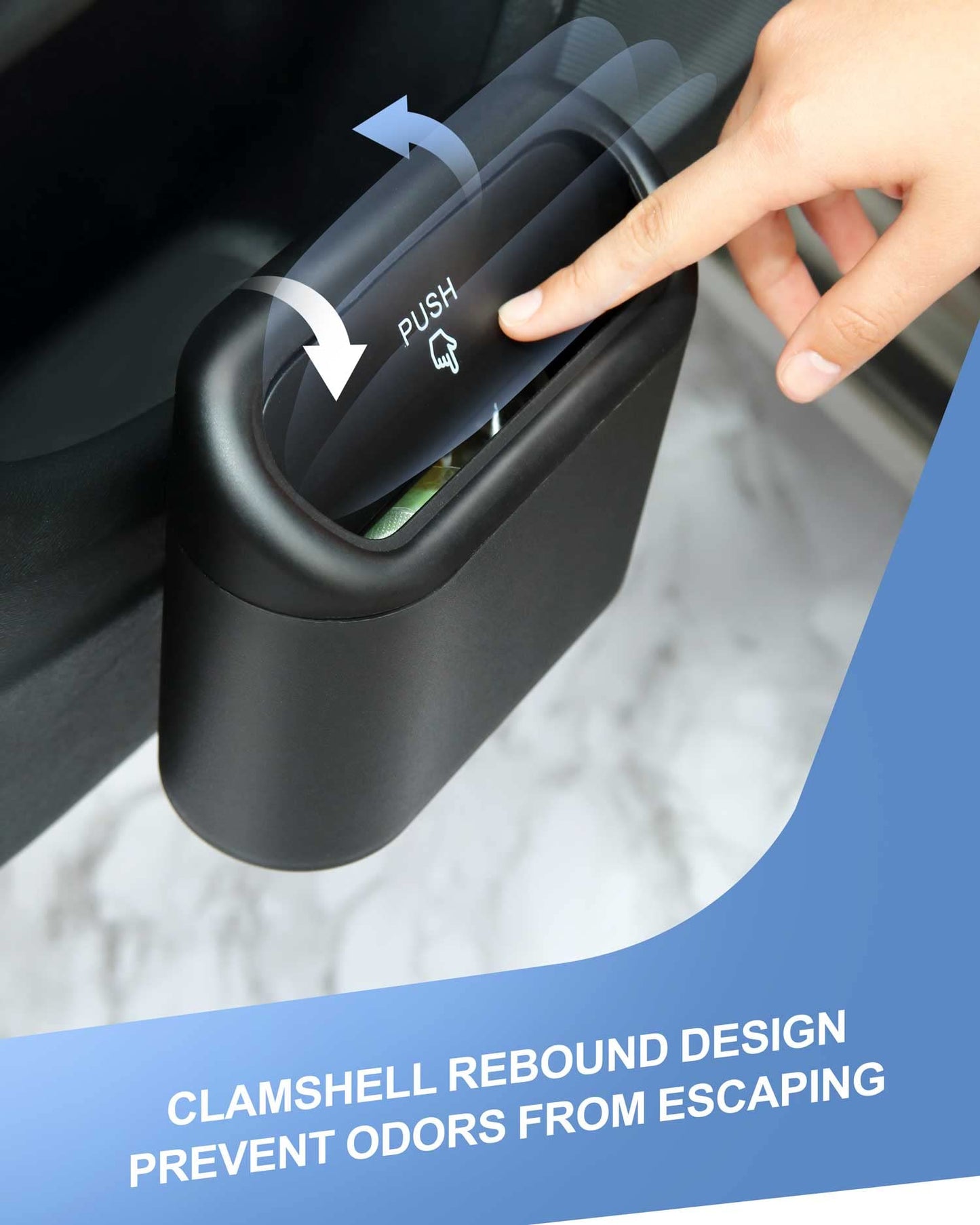 MAICHANG Car Garbage Can with Lid and 40 Small Garbage Bags, White, 0.75 Liters