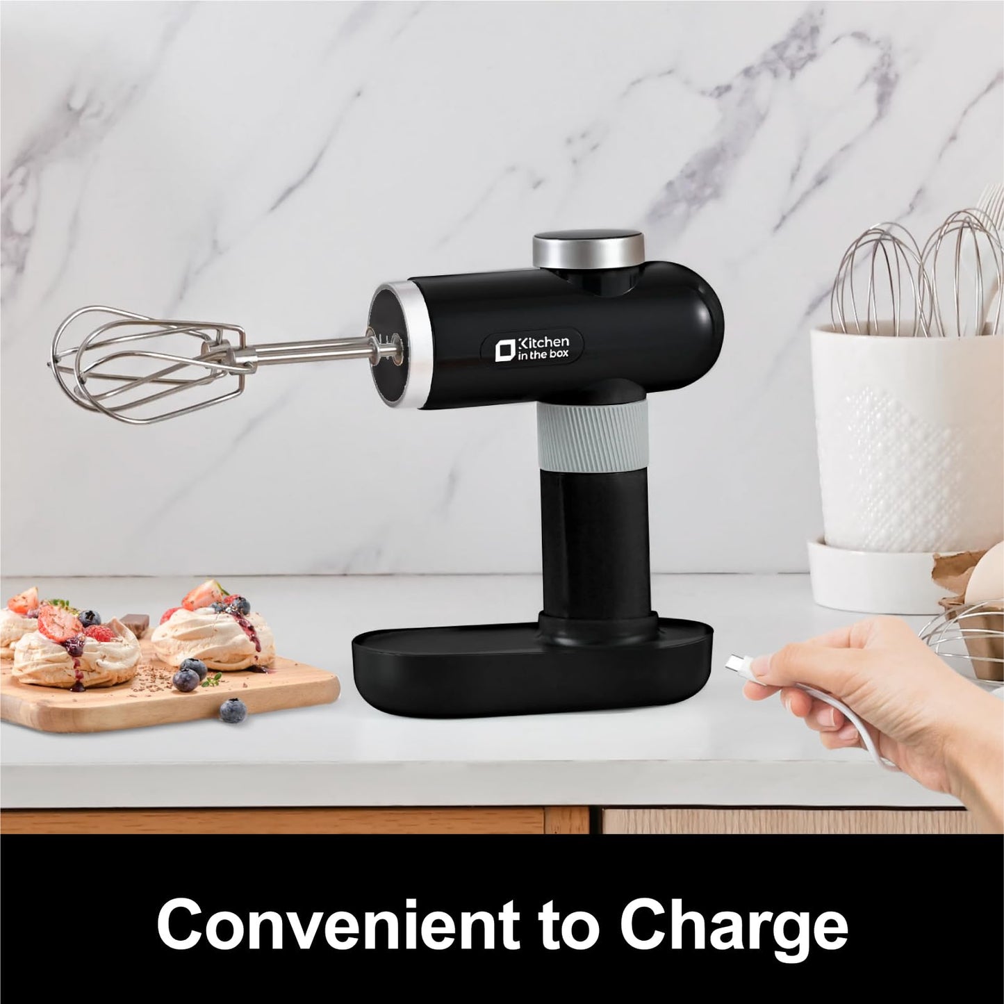 Cordless Rechargeable Hand Mixer with Digital Display