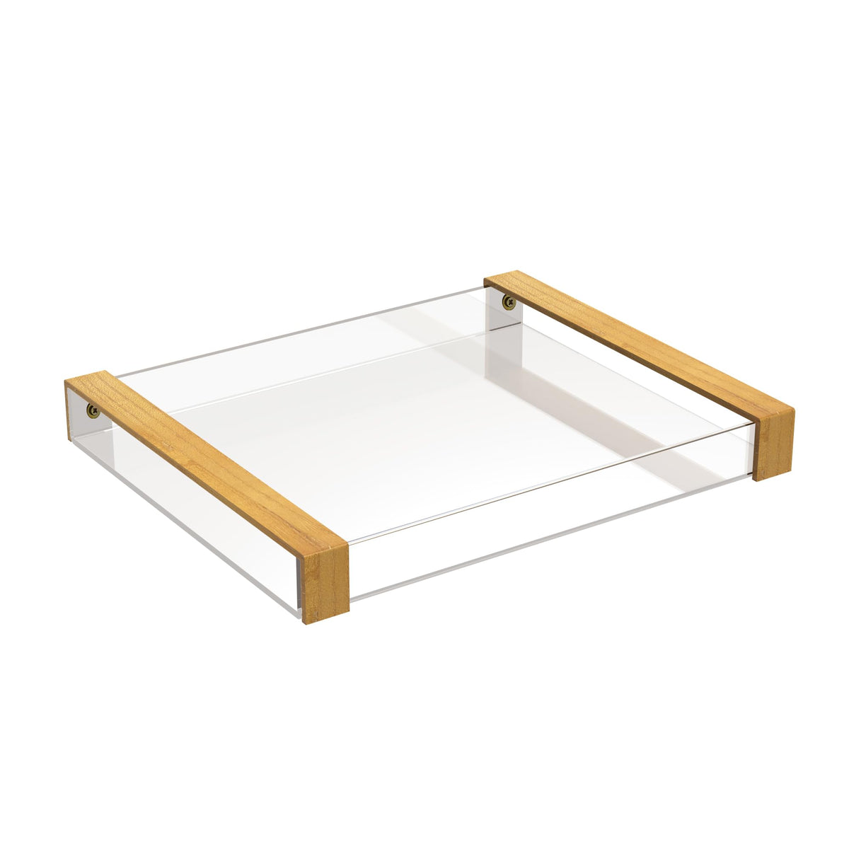 Acrylic Serving Tray with Wooden Handles