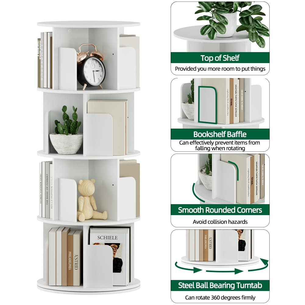 360° Rotating Bookshelf Organizer for Small Spaces