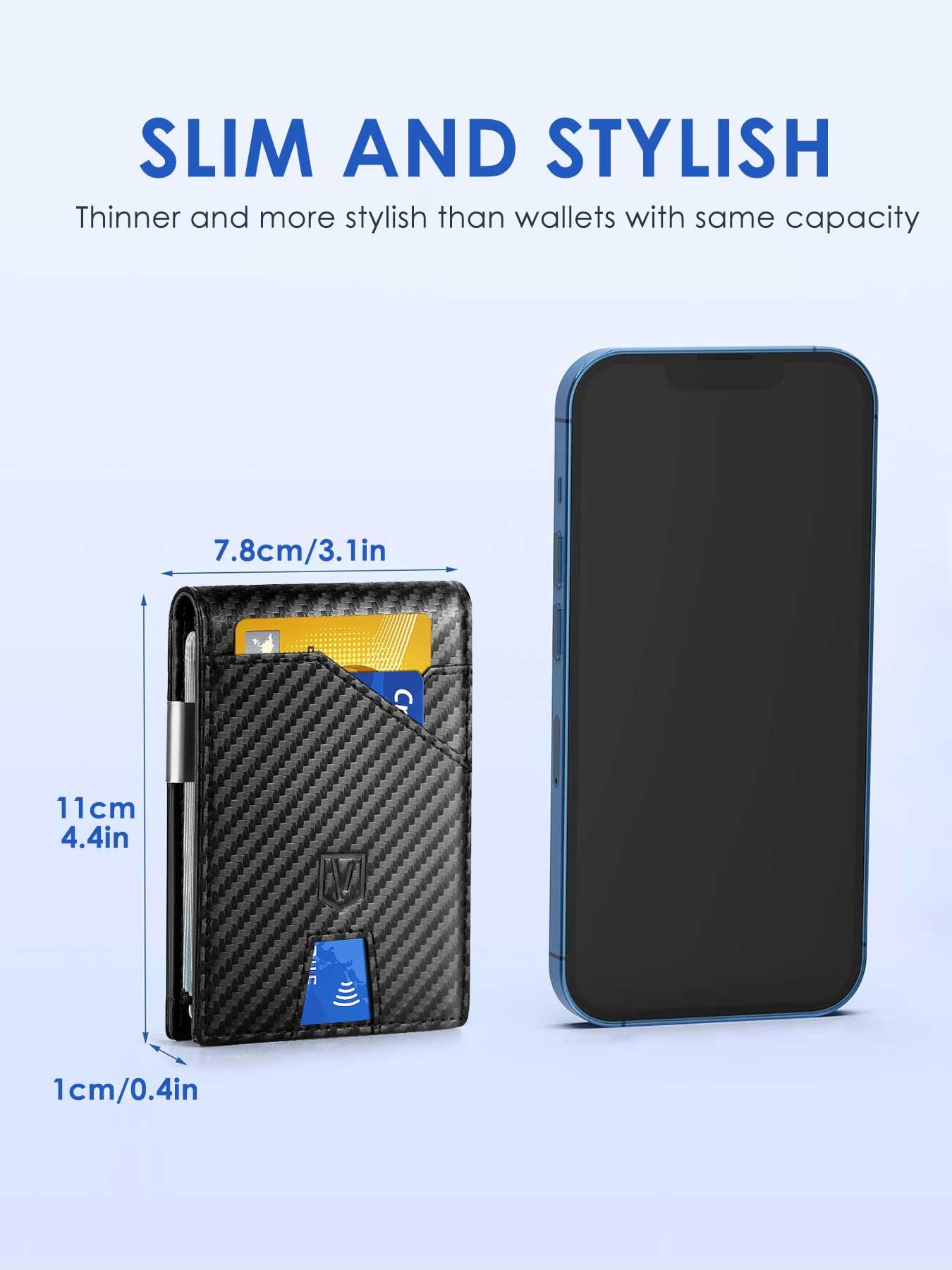 Father's Day Gifts from Daughter Son Wife, Slim Wallet for Men Minimalist, Gifts for Dad Men Him Boyfriend Birthday, Mens Wallets Rfid Blocking, Leather Money Clip Wallet with Credit Card Holder