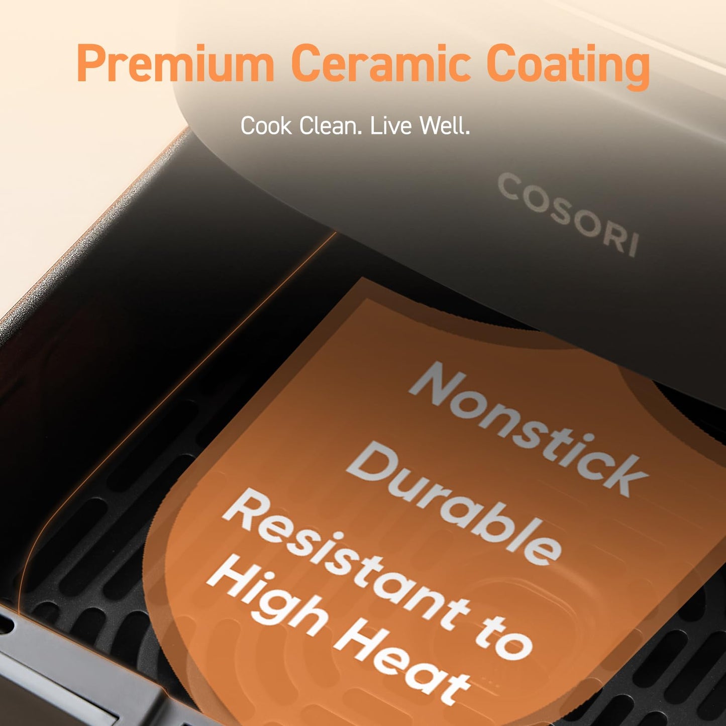 COSORI Air Fryer 9-in-1, Compact & Large 6-Qt, Premium Ceramic Coating, 90โ450ยฐF Precise Heat for Even Results, Up to 95% Less Oil*, Roast, Bake, Dry, Reheat, Frozen, Broil, Proof, 120V, TurboBlaze