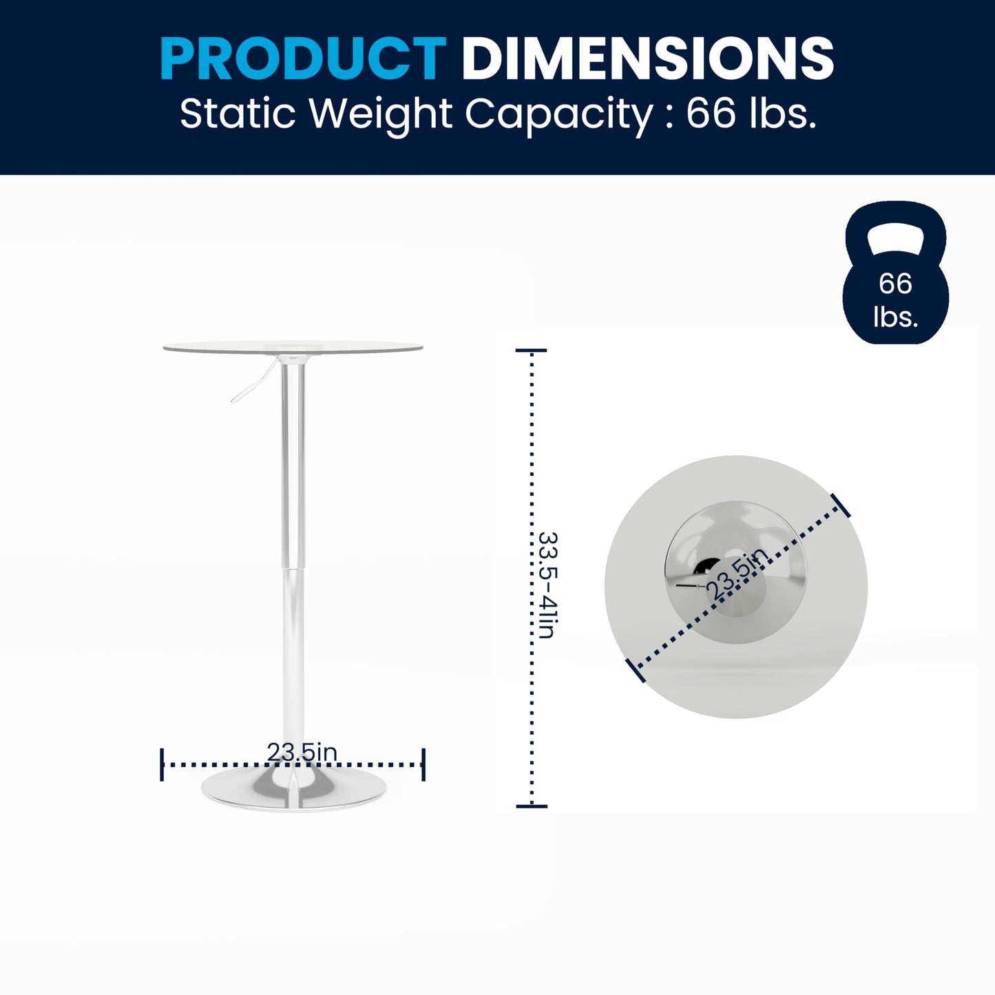 Flash Furniture Adjustable Height Glass Cocktail Table