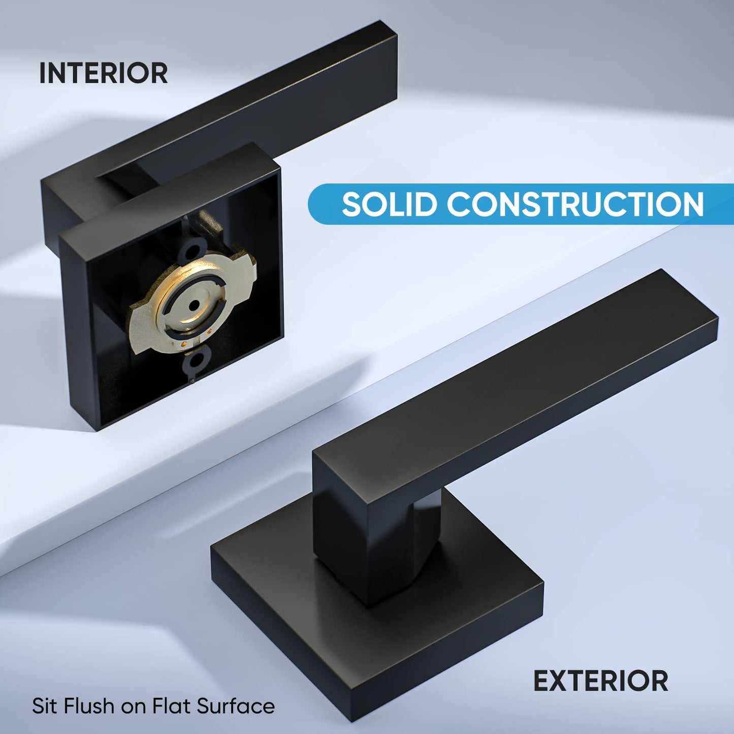 TICONN Heavy Duty Matte Black Dummy Door Handle