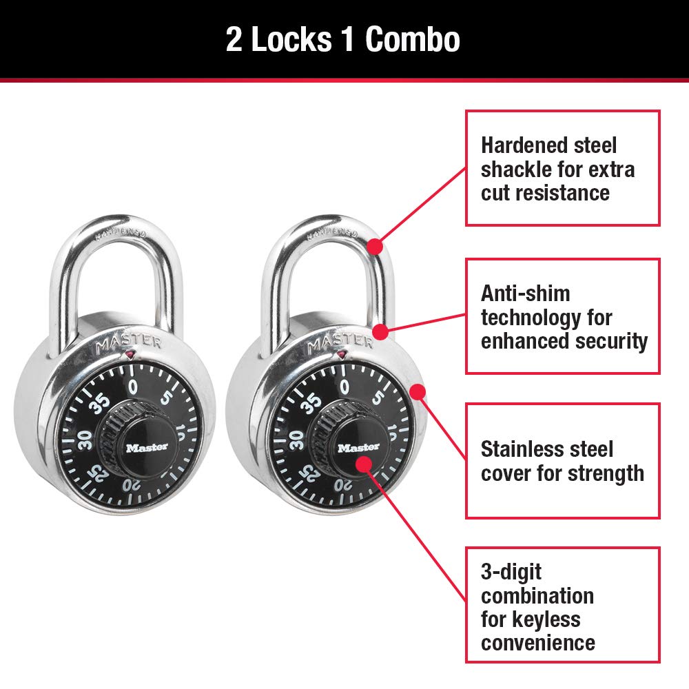 Master Lock 1500T Combination Padlock 2-Pack